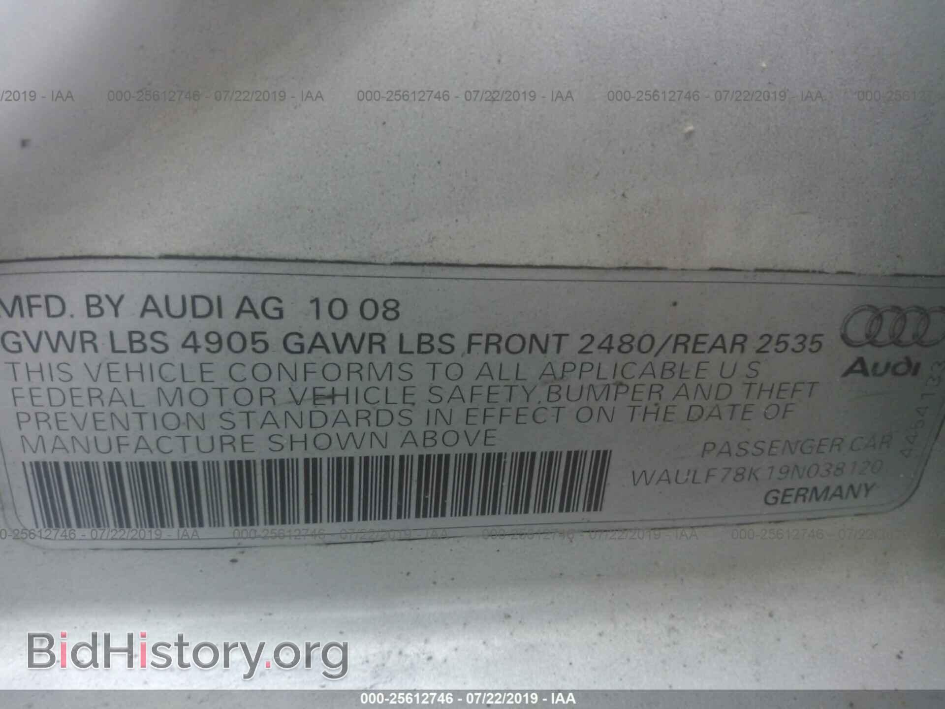 2009 AUDI A4 - VIN: WAULF78K19N038120 - Фото 9