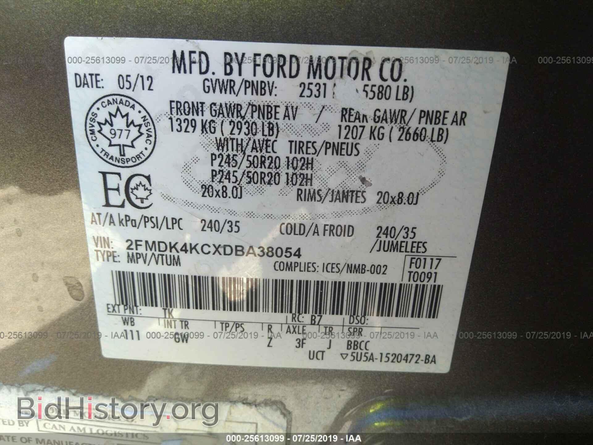 2013 FORD EDGE - VIN: 2FMDK4KCXDBA38054 - Фото 9