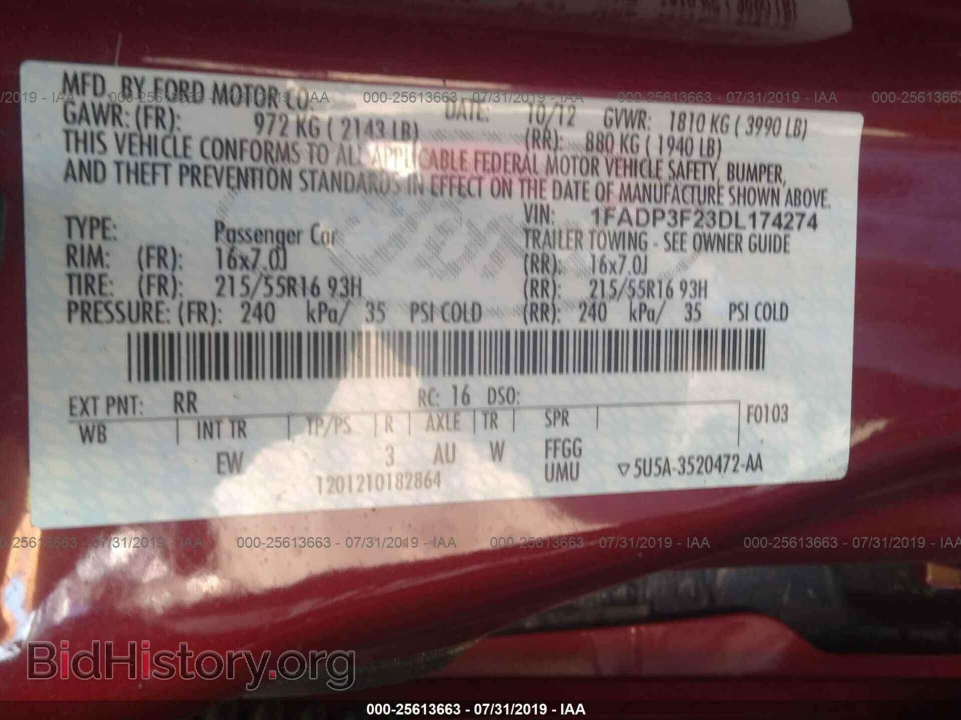 2013 FORD FOCUS - VIN: 1FADP3F23DL174274 - Фото 9