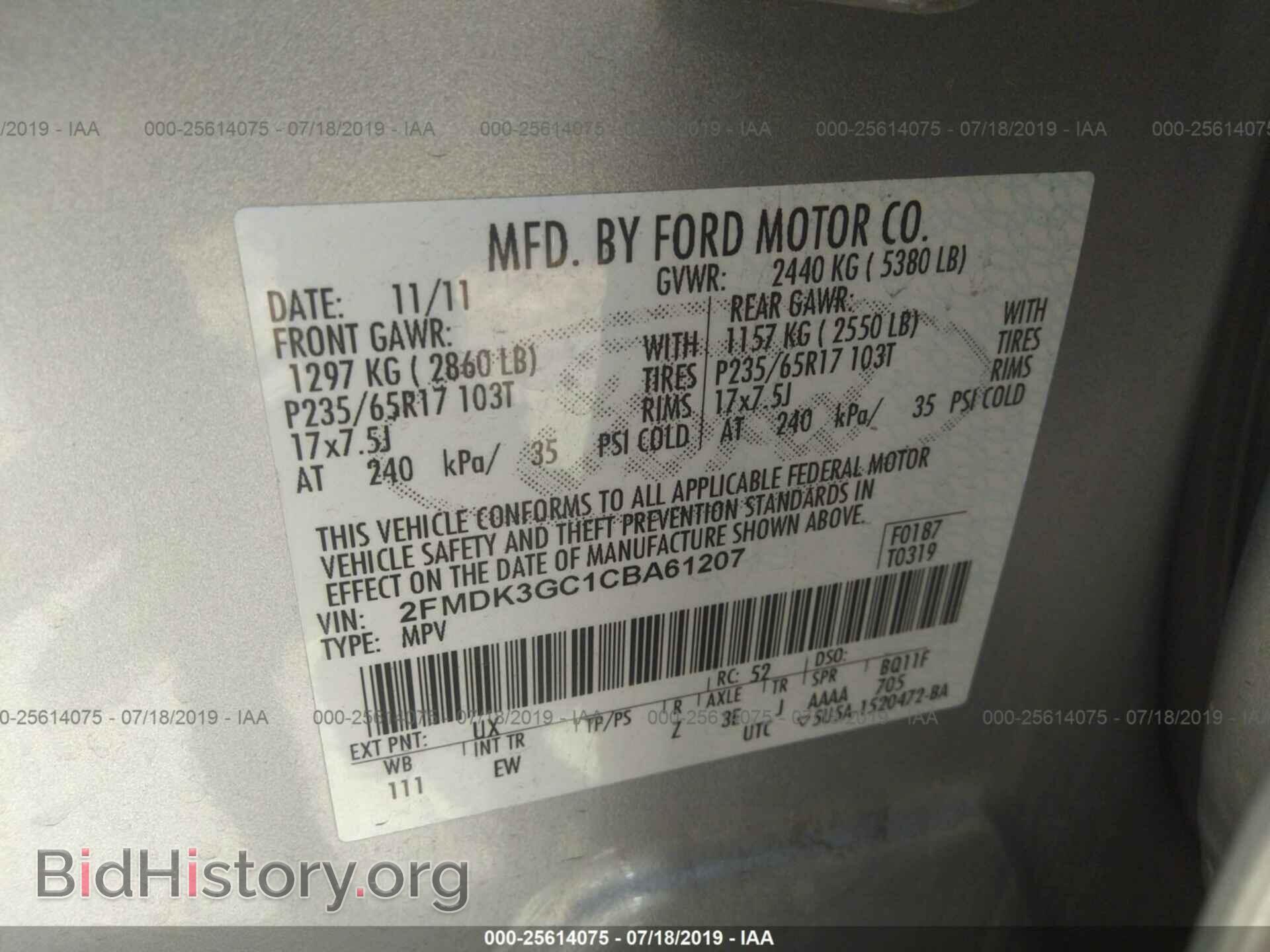 2012 FORD EDGE - VIN: 2FMDK3GC1CBA61207 - Фото 9