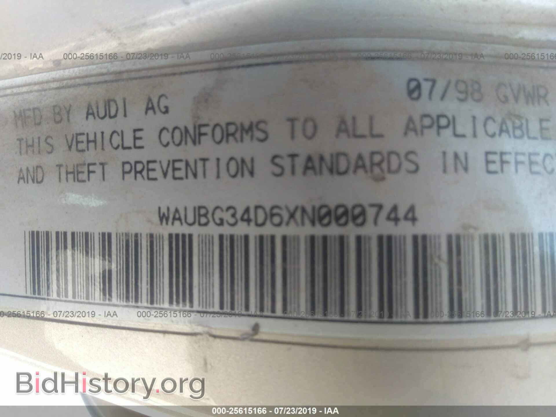 1999 AUDI A8 - VIN: WAUBG34D6XN000744 - Фото 9