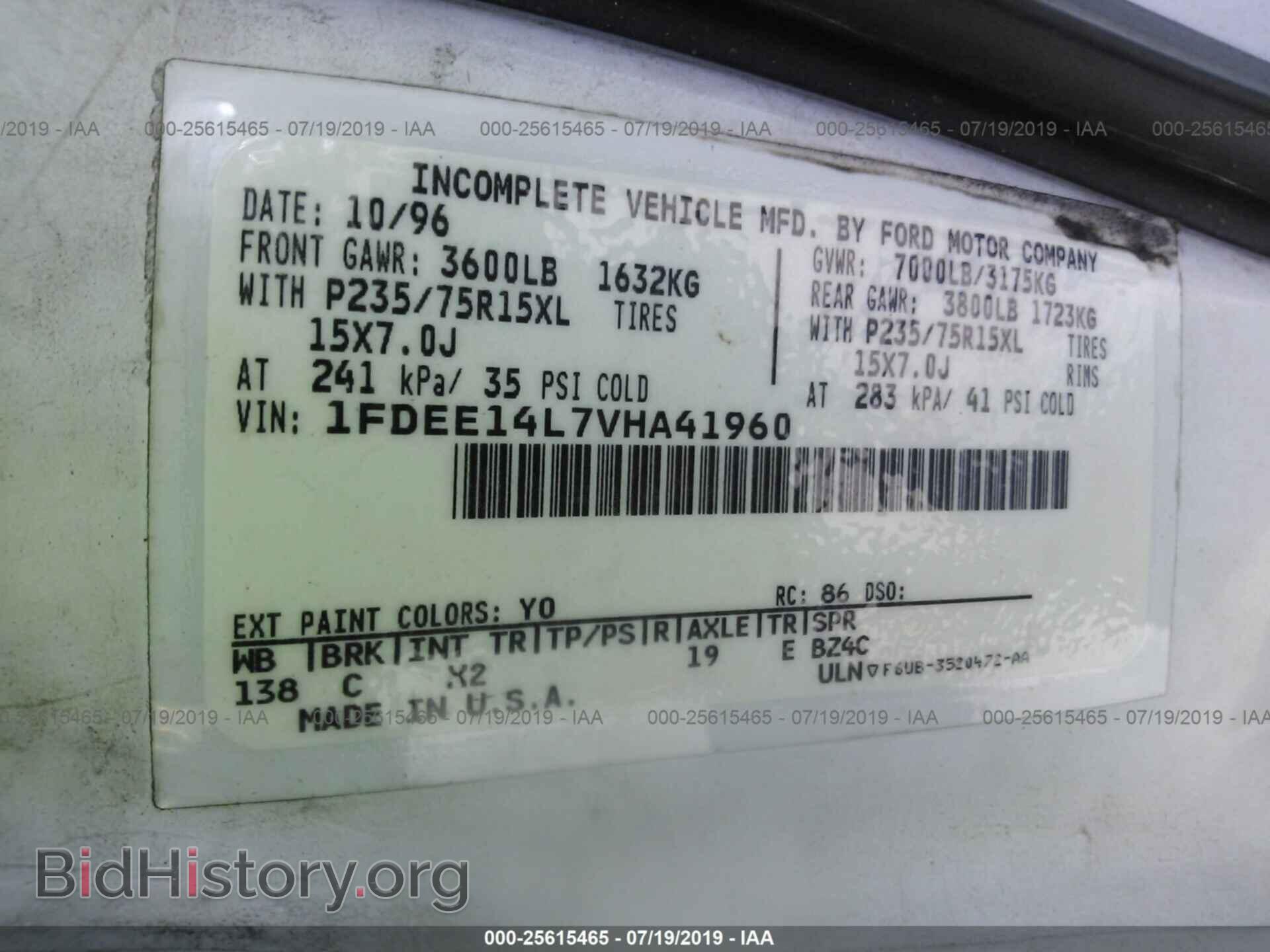 1997 FORD ECONOLINE - VIN: 1FDEE14L7VHA41960 - Фото 9