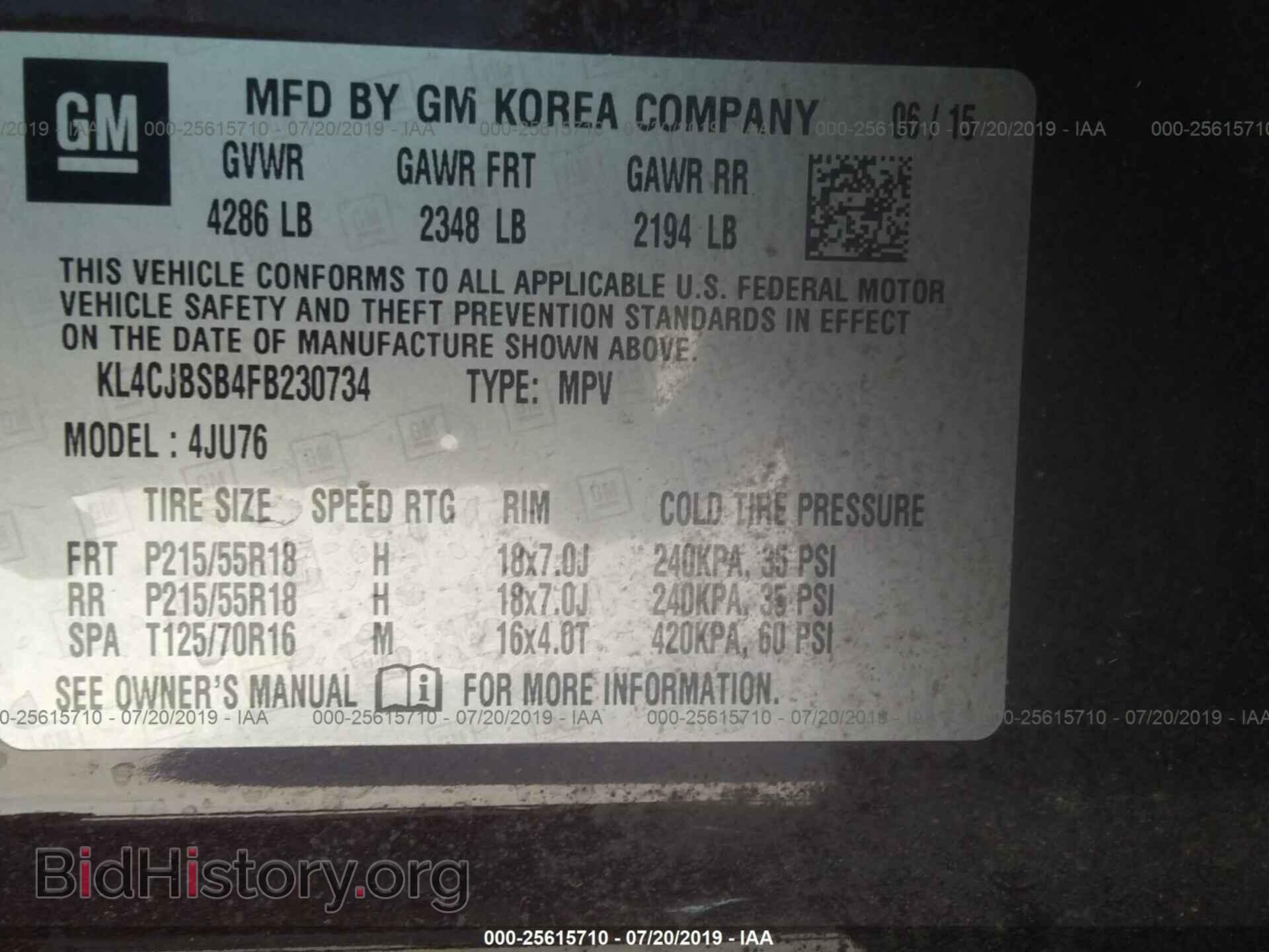 2015 BUICK ENCORE - VIN: KL4CJBSB4FB230734 - Фото 9