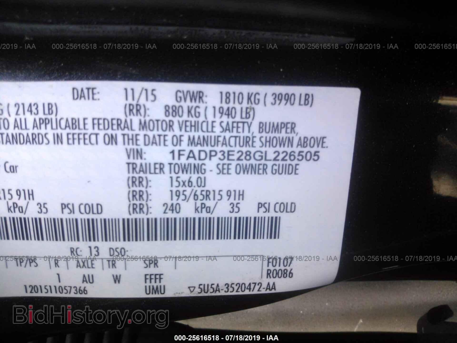 2016 FORD FOCUS - VIN: 1FADP3E28GL226505 - Фото 9