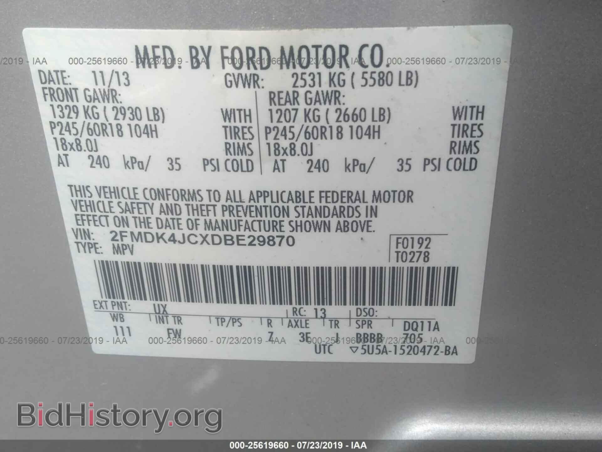 2013 FORD EDGE - VIN: 2FMDK4JCXDBE29870 - Photo 9