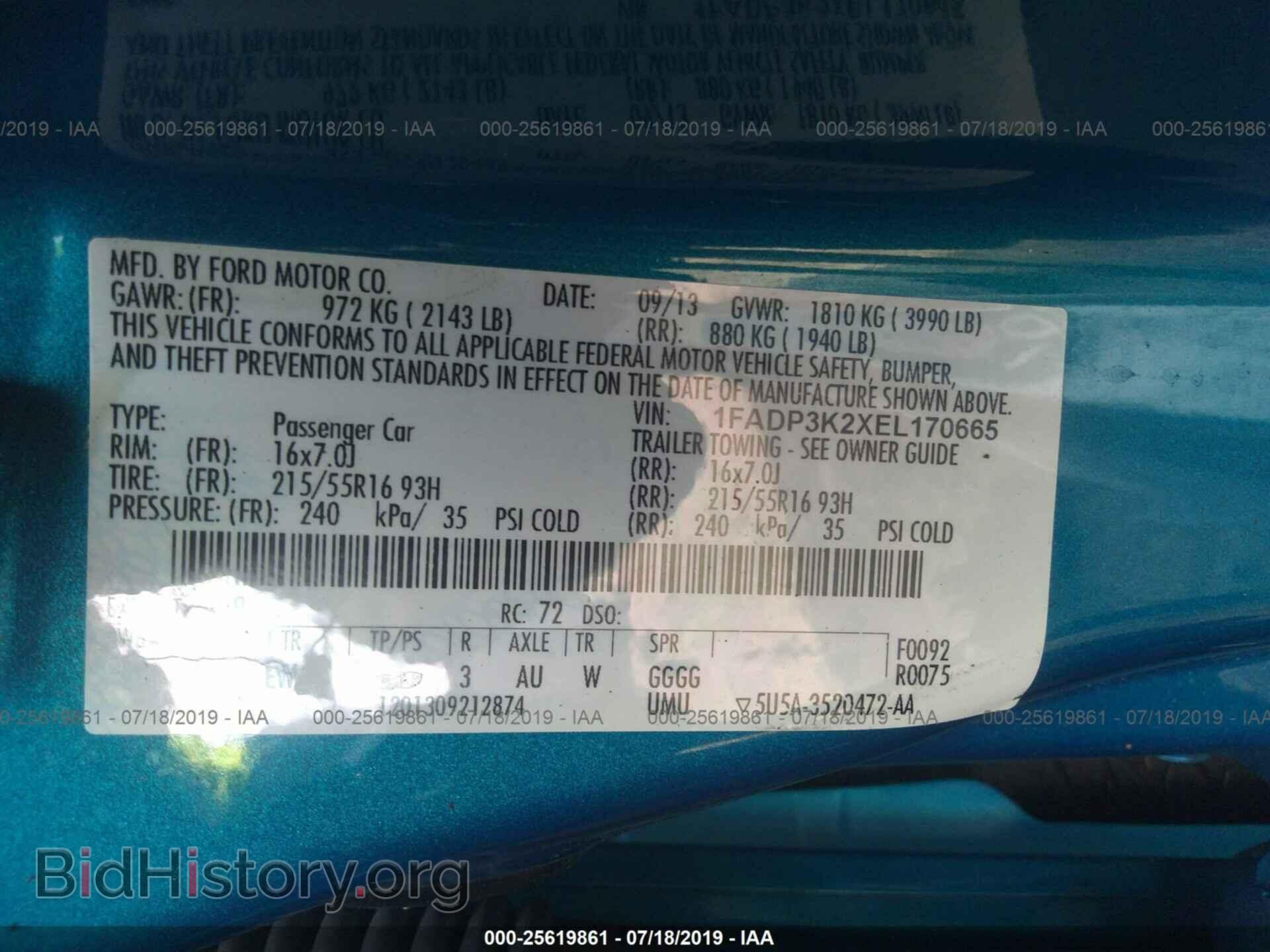 2014 FORD FOCUS - VIN: 1FADP3K2XEL170665 - Фото 9