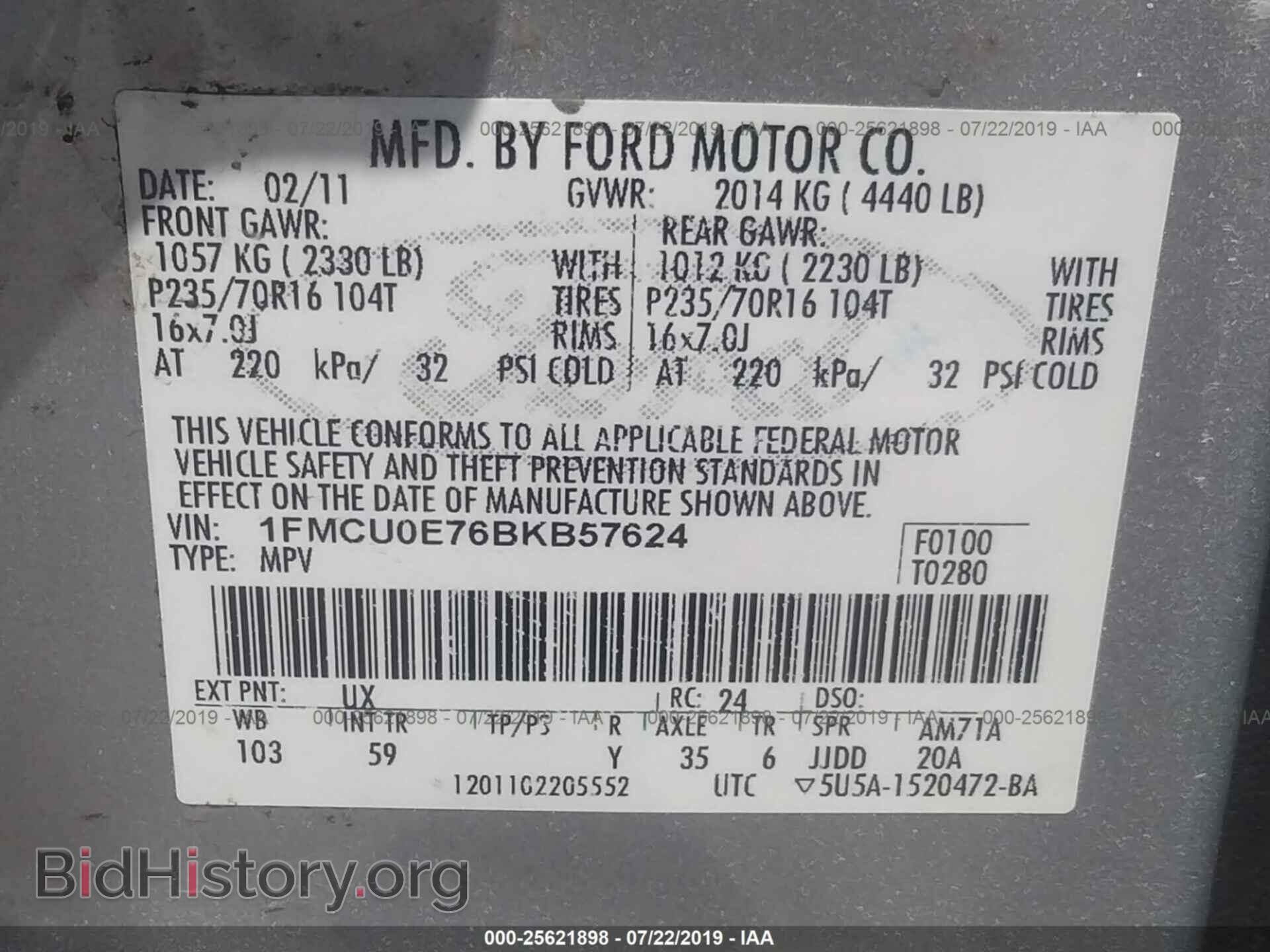 2011 FORD ESCAPE - VIN: 1FMCU0E76BKB57624 - Photo 9
