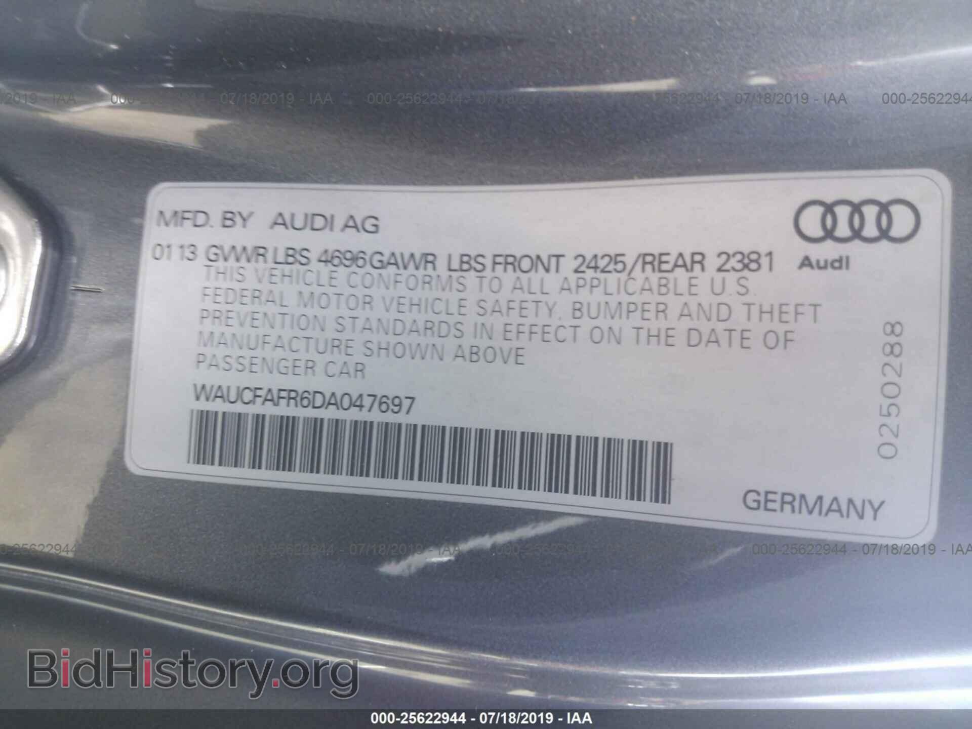2013 AUDI A5 - VIN: WAUCFAFR6DA047697 - Фото 9