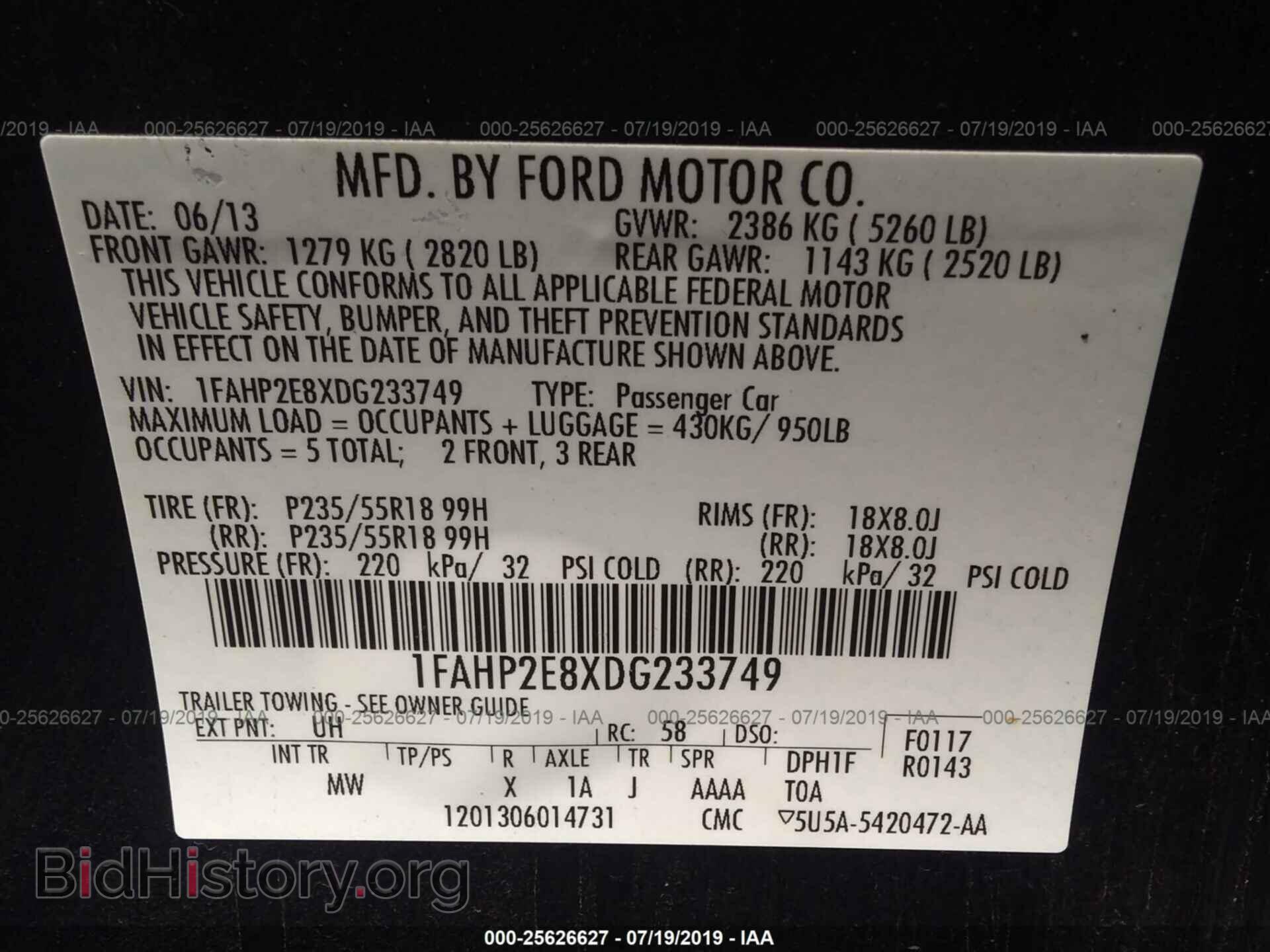 2013 FORD TAURUS - VIN: 1FAHP2E8XDG233749 - Photo 9
