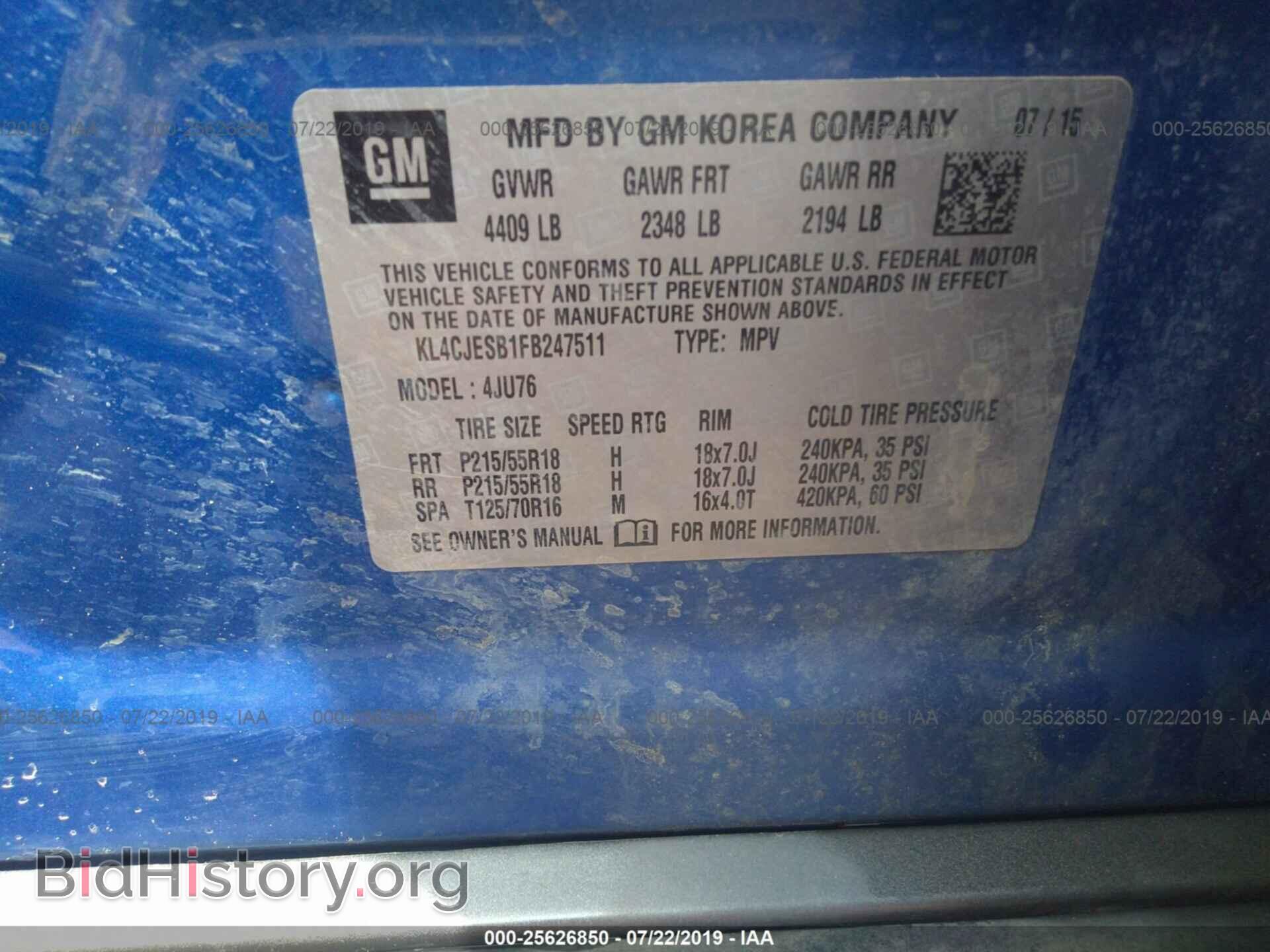 2015 BUICK ENCORE - VIN: KL4CJESB1FB247511 - Photo 9
