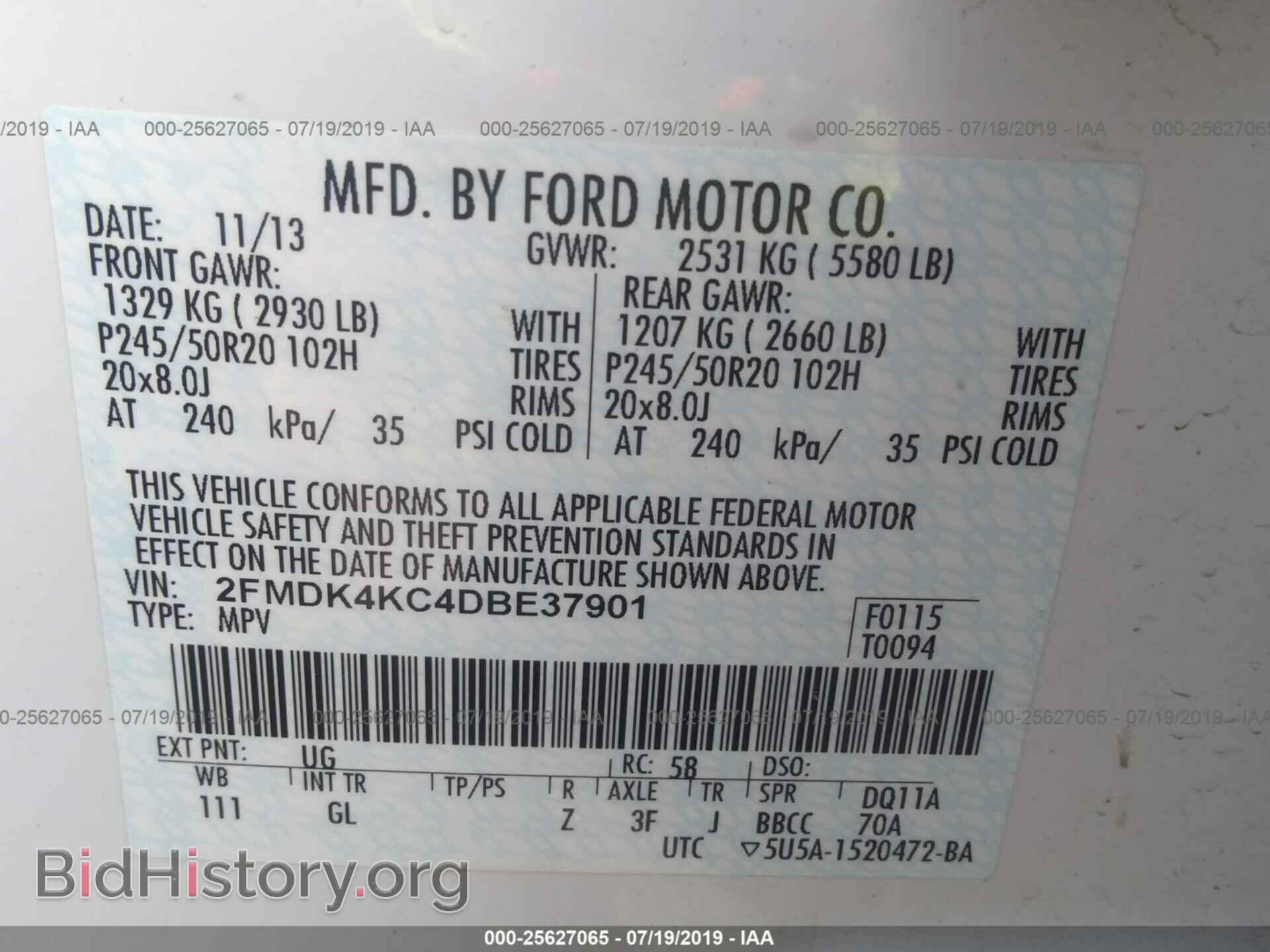 2013 FORD EDGE - VIN: 2FMDK4KC4DBE37901 - Photo 9