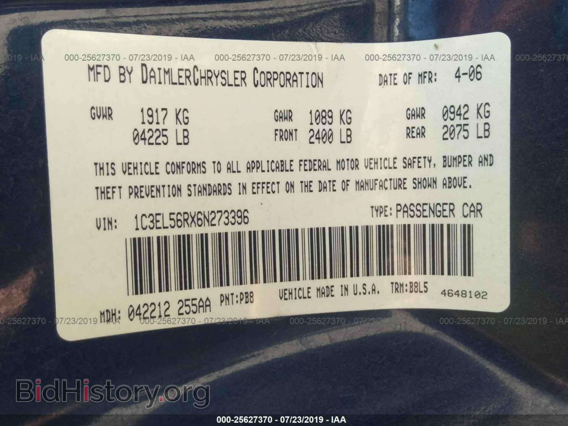 2006 CHRYSLER SEBRING - VIN: 1C3EL56RX6N273396 - Фото 9