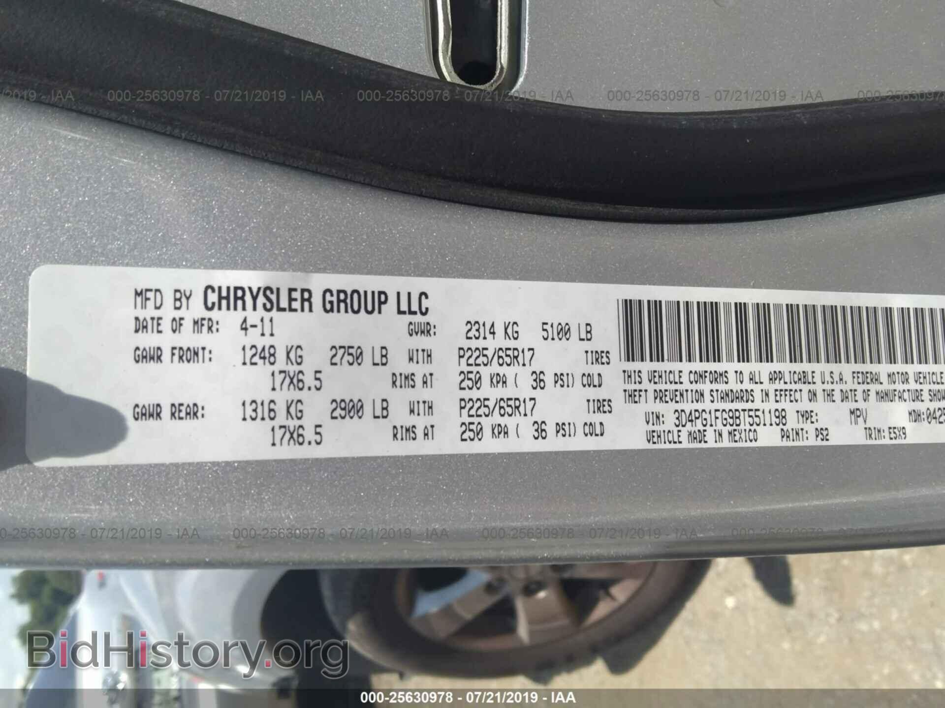 2011 DODGE JOURNEY - VIN: 3D4PG1FG9BT551198 - Фото 9