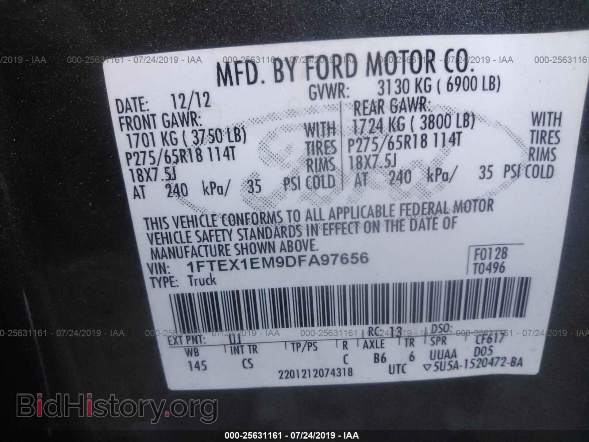2013 FORD F150 - VIN: 1FTEX1EM9DFA97656 - Photo 9