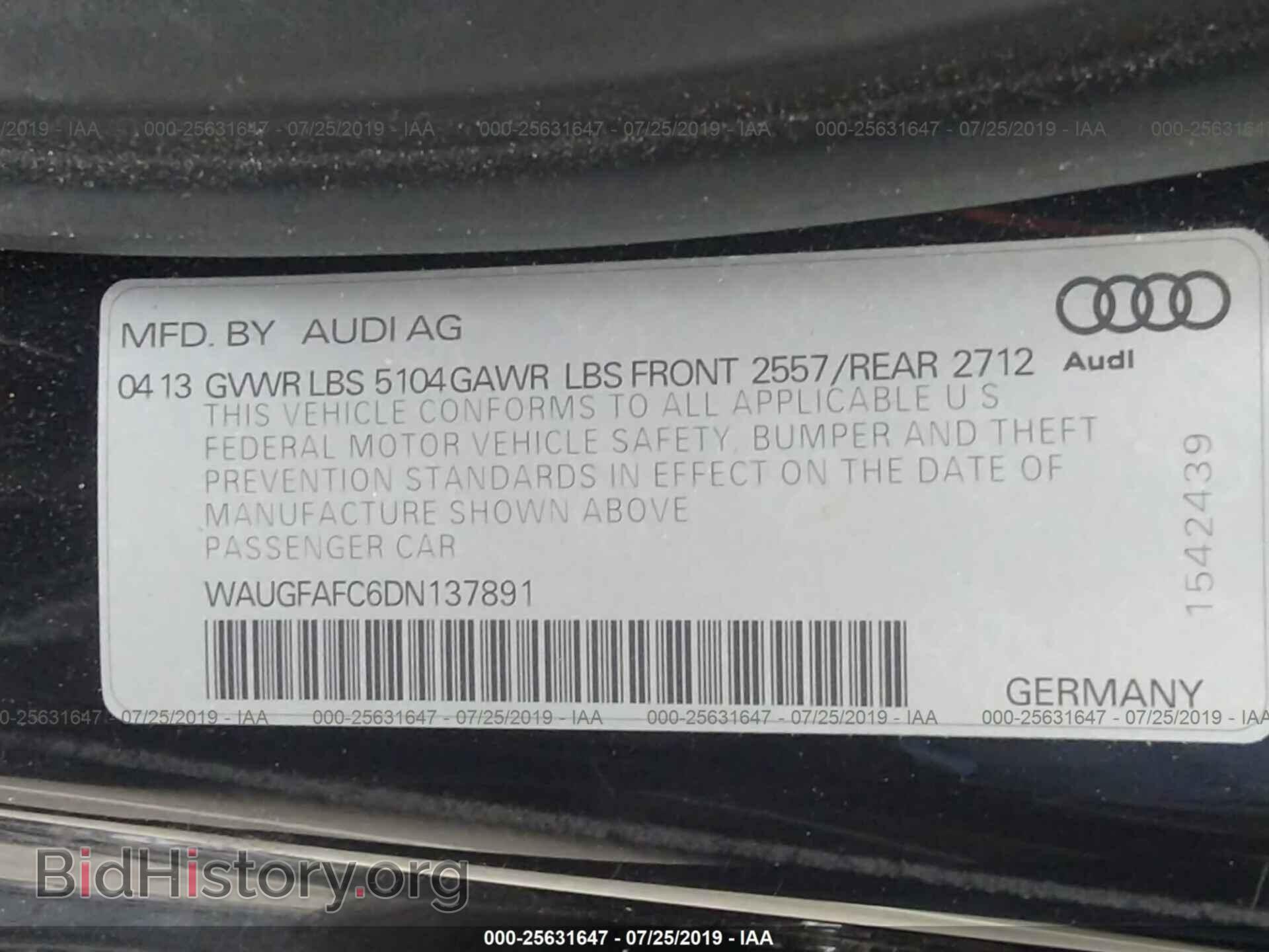 2013 AUDI A6 - VIN: WAUGFAFC6DN137891 - Photo 9