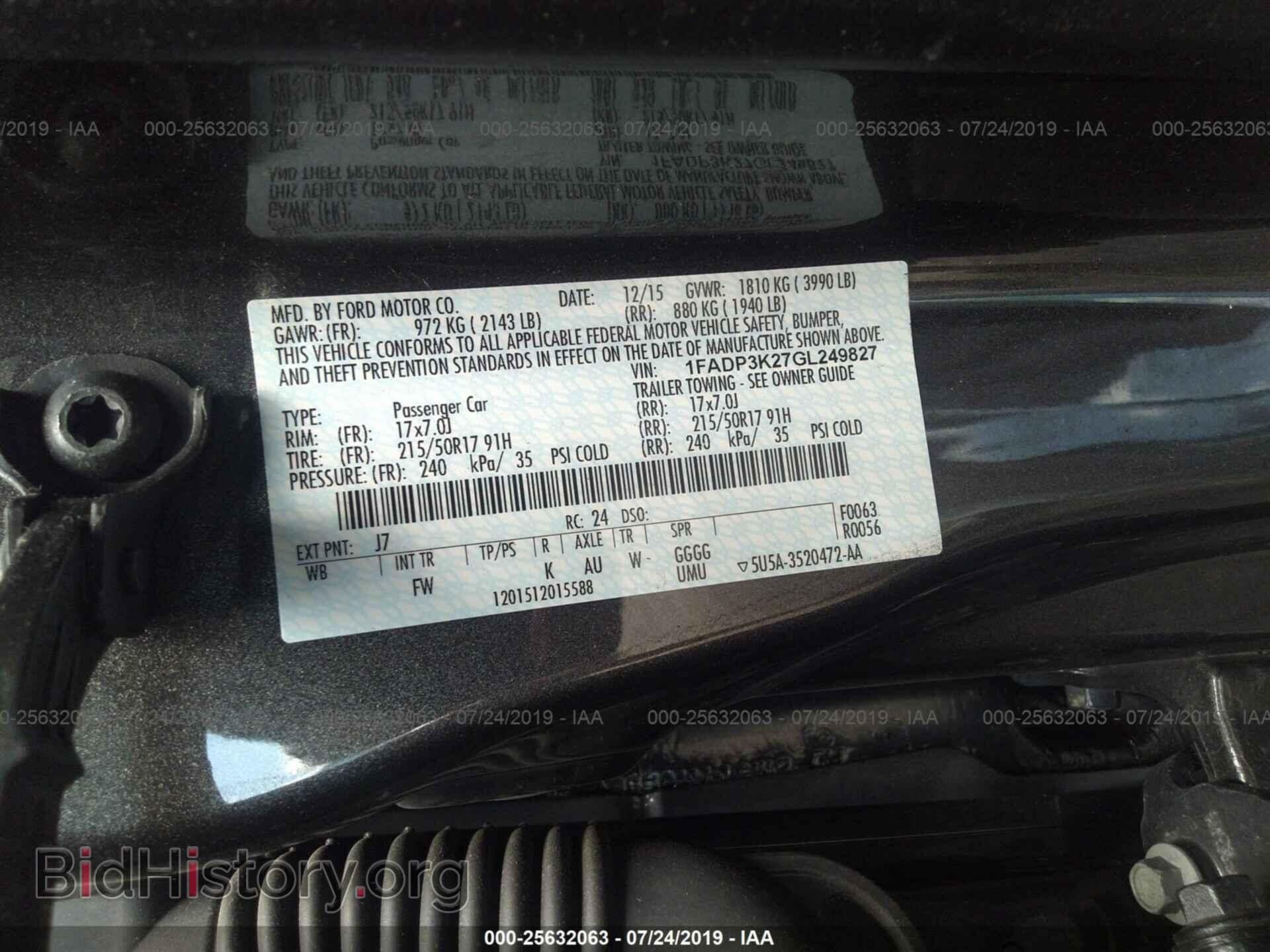 2016 FORD FOCUS - VIN: 1FADP3K27GL249827 - Фото 9