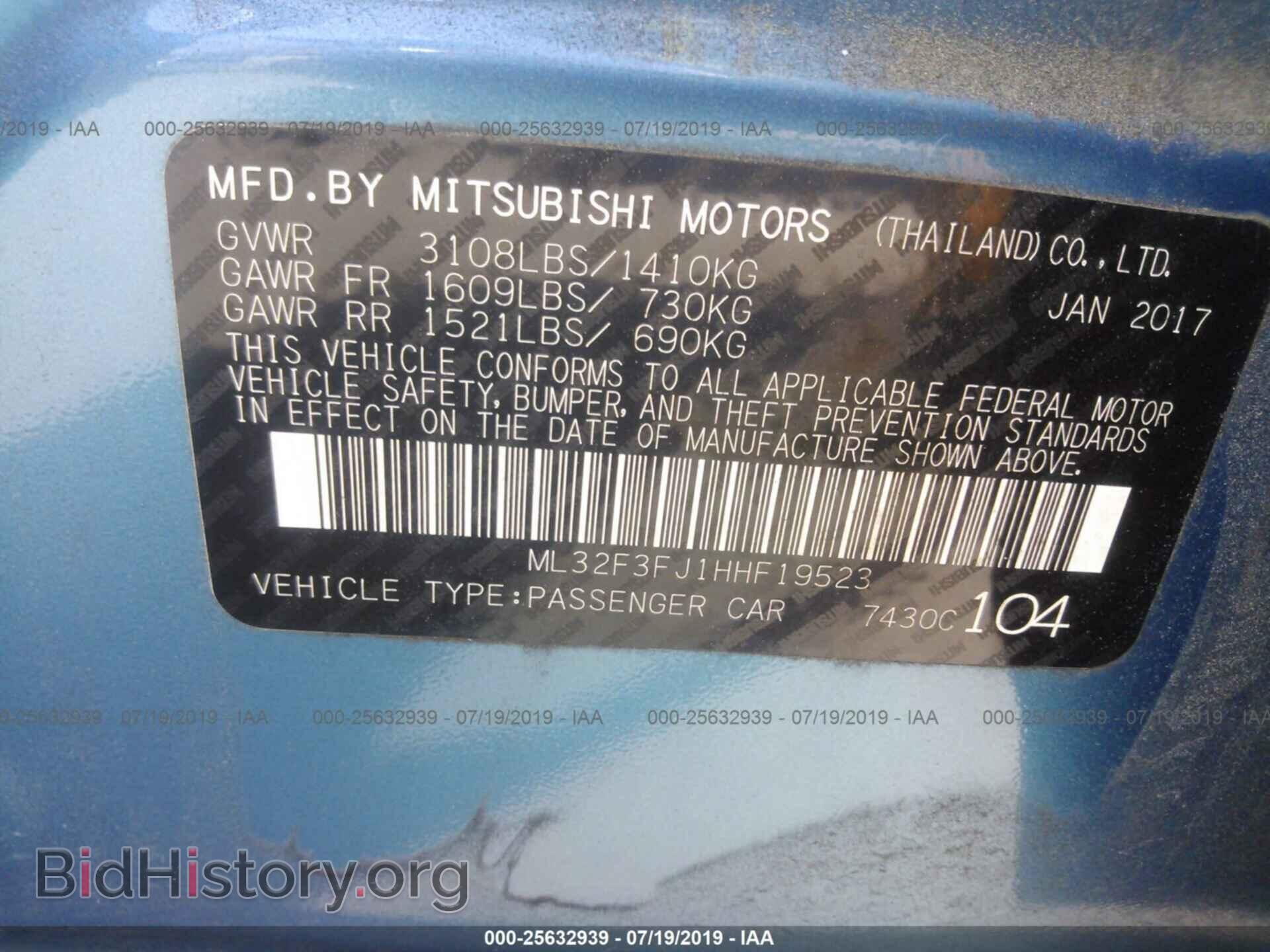 2017 MITSUBISHI MIRAGE - VIN: ML32F3FJ1HHF19523 - Фото 9