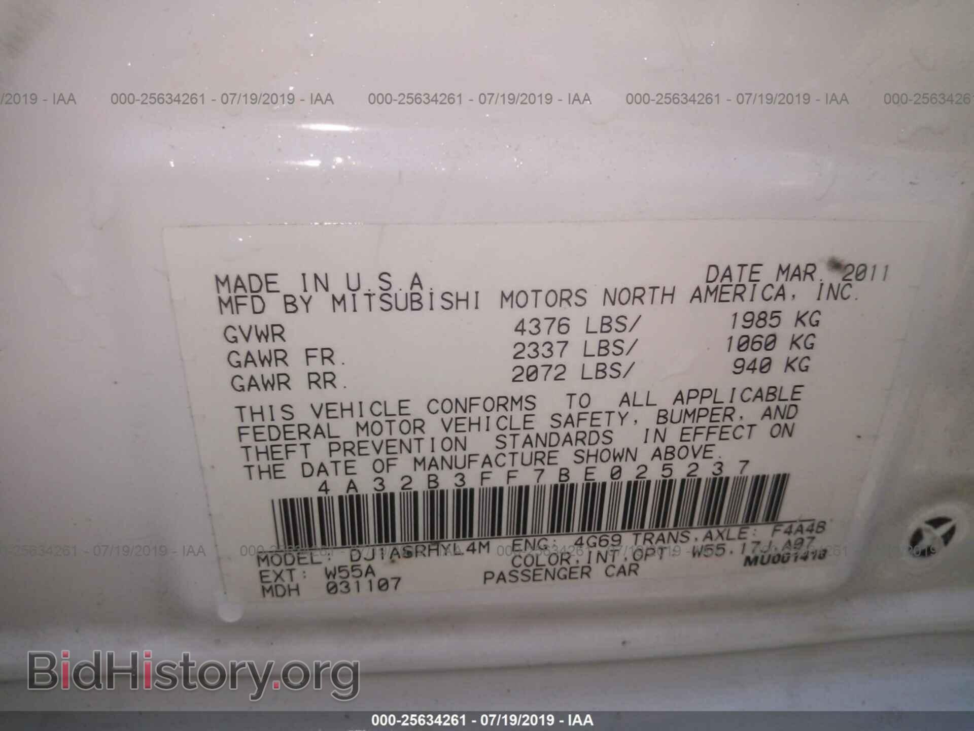 2011 MITSUBISHI GALANT - VIN: 4A32B3FF7BE025237 - Фото 9