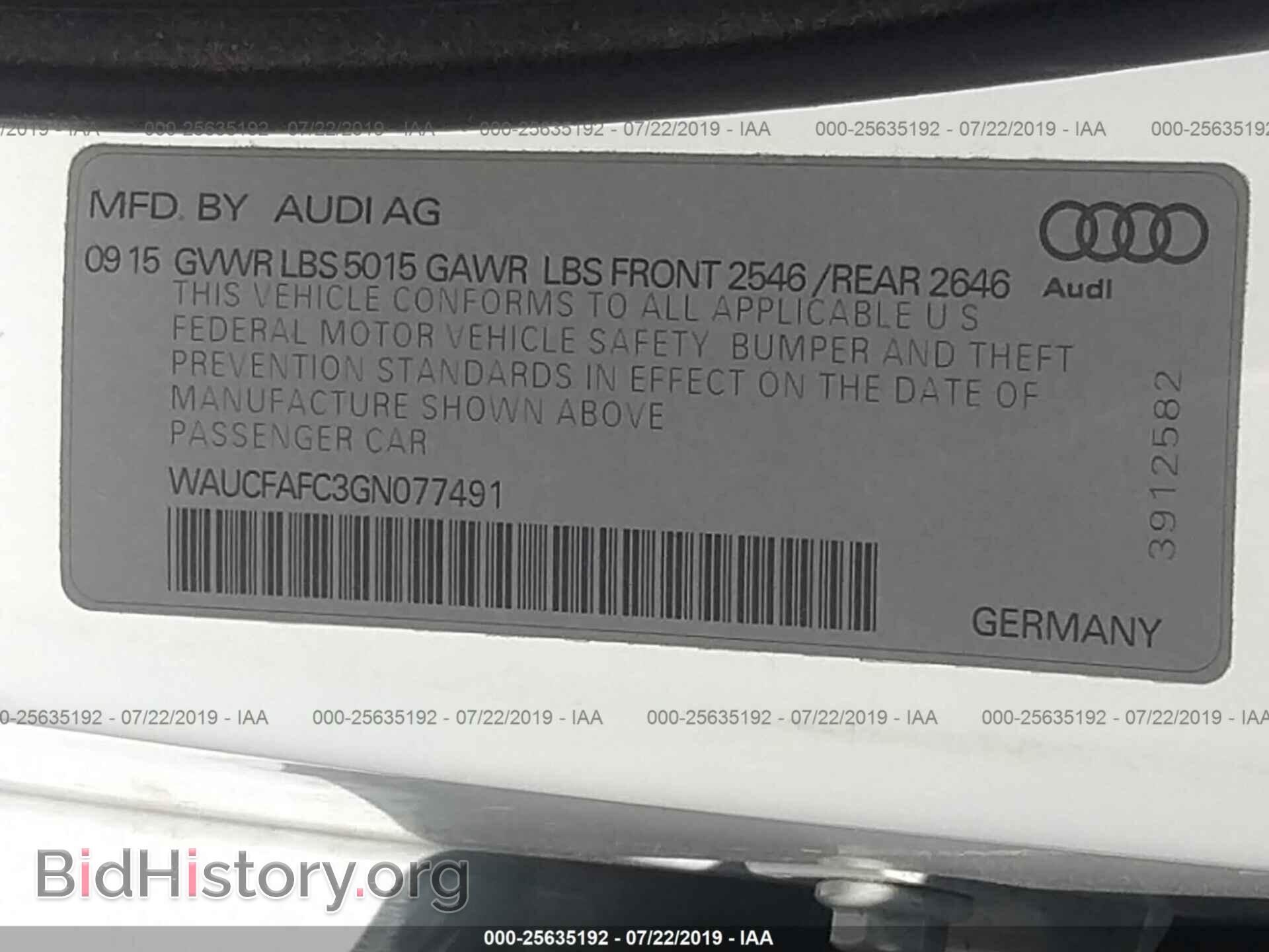 2016 AUDI A6 - VIN: WAUCFAFC3GN077491 - Фото 9