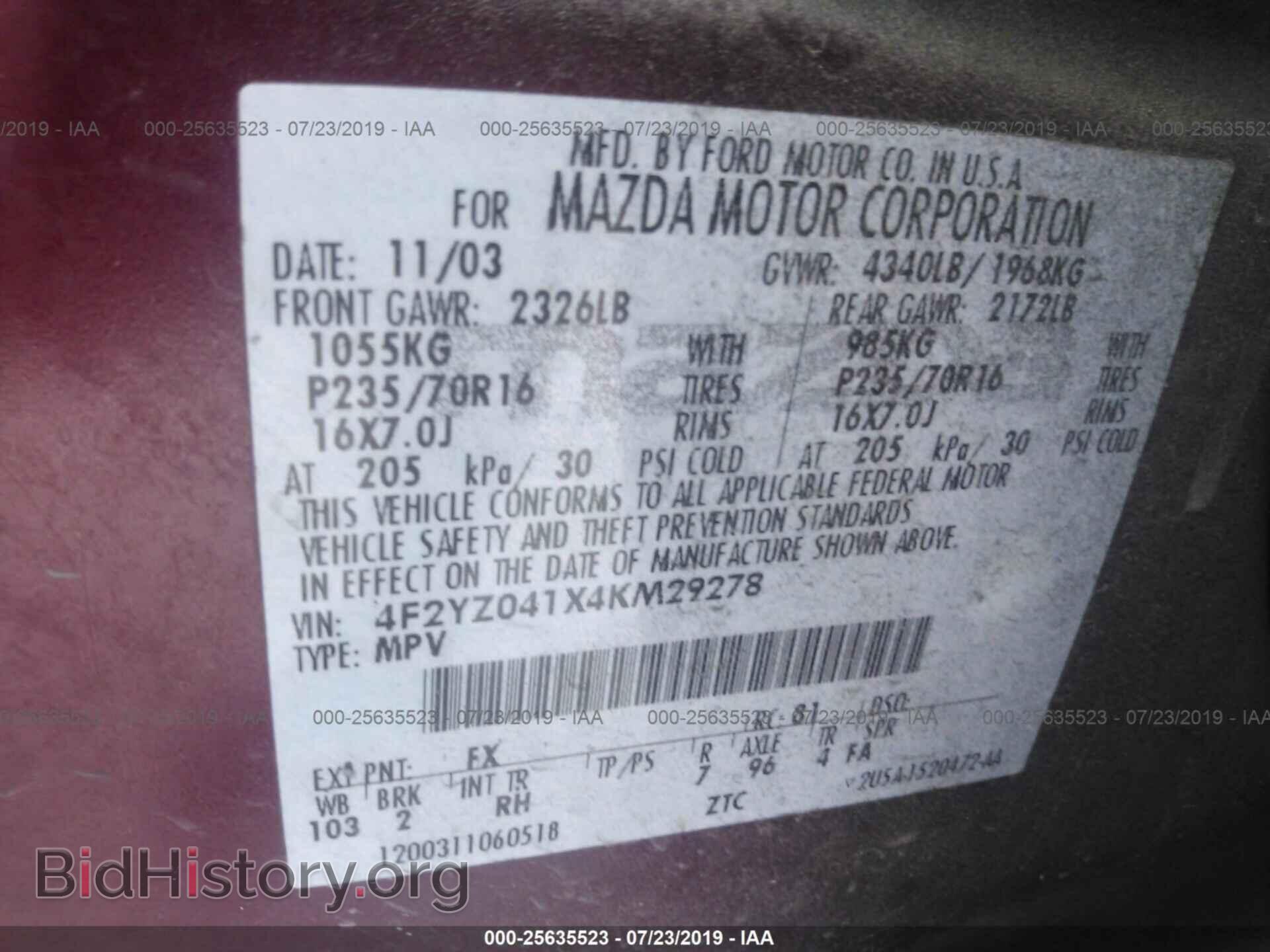 2004 MAZDA TRIBUTE - VIN: 4F2YZ041X4KM29278 - Фото 9