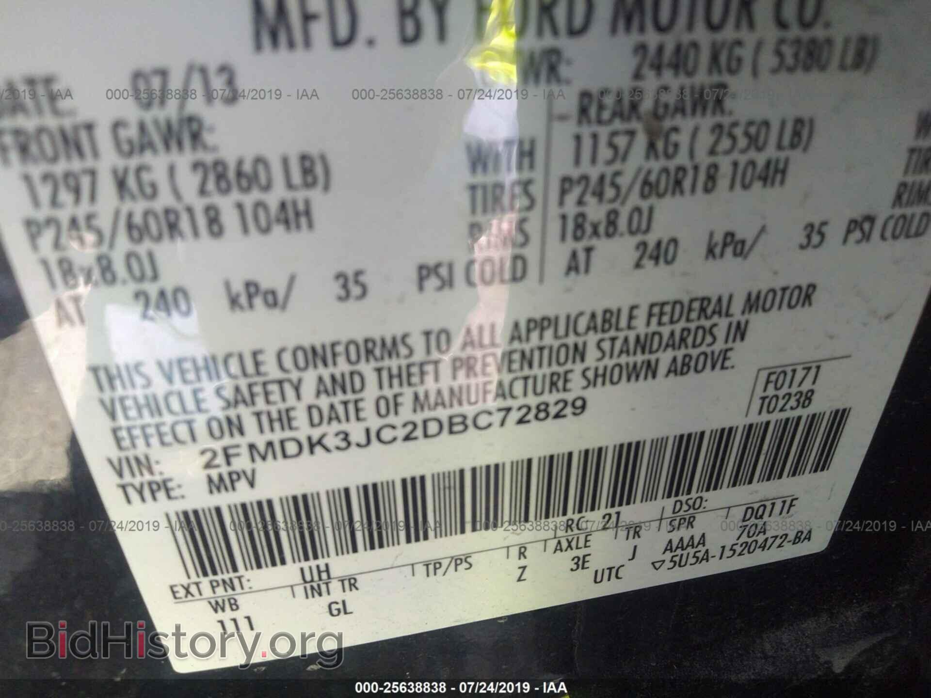 2013 FORD EDGE - VIN: 2FMDK3JC2DBC72829 - Фото 9