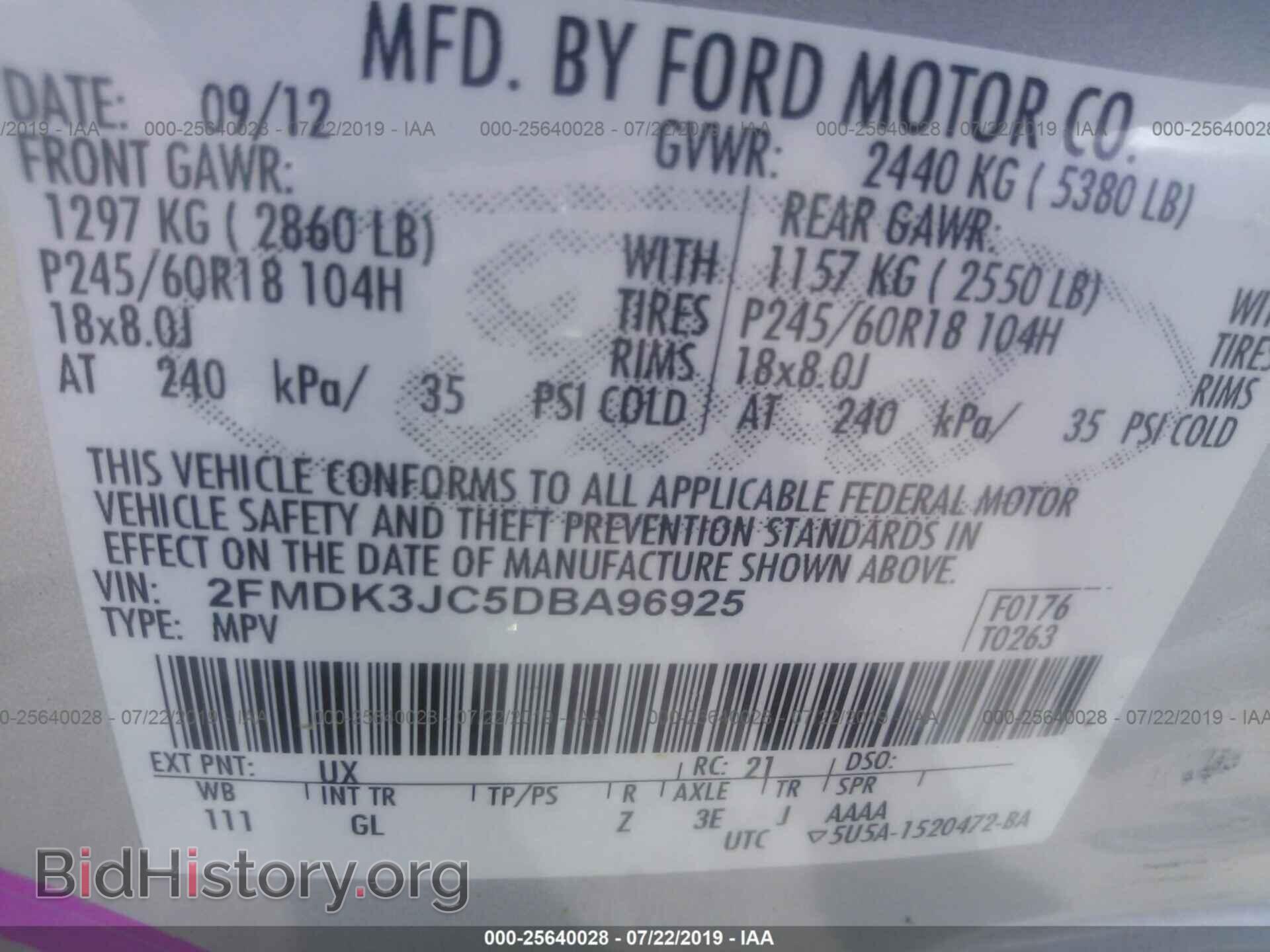2013 FORD EDGE - VIN: 2FMDK3JC5DBA96925 - Фото 9