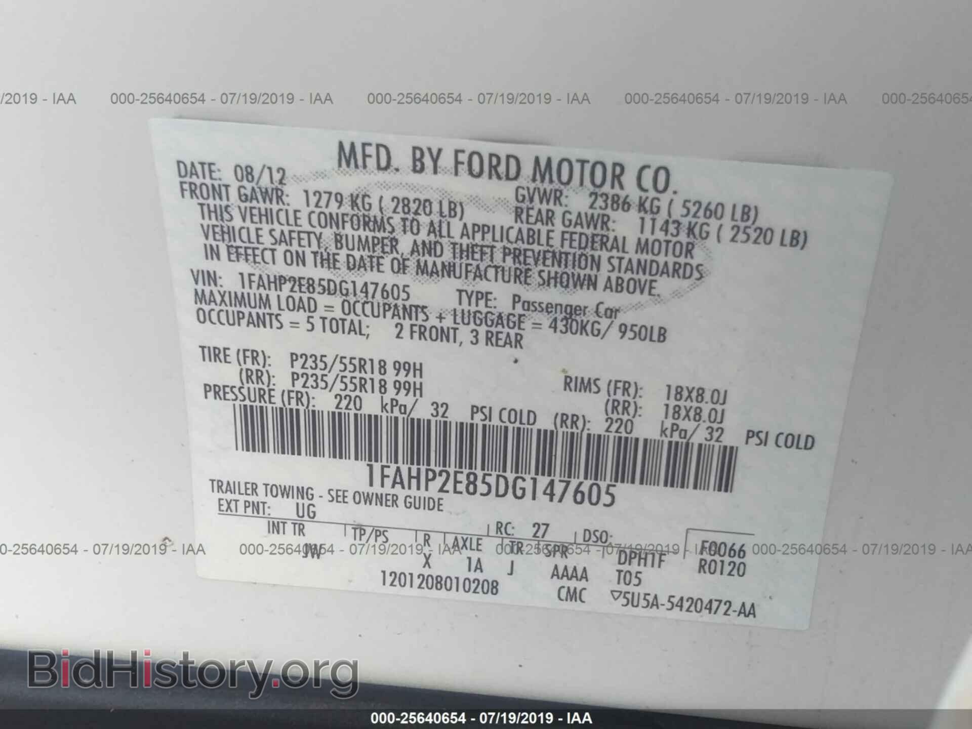 2013 FORD TAURUS - VIN: 1FAHP2E85DG147605 - Photo 9