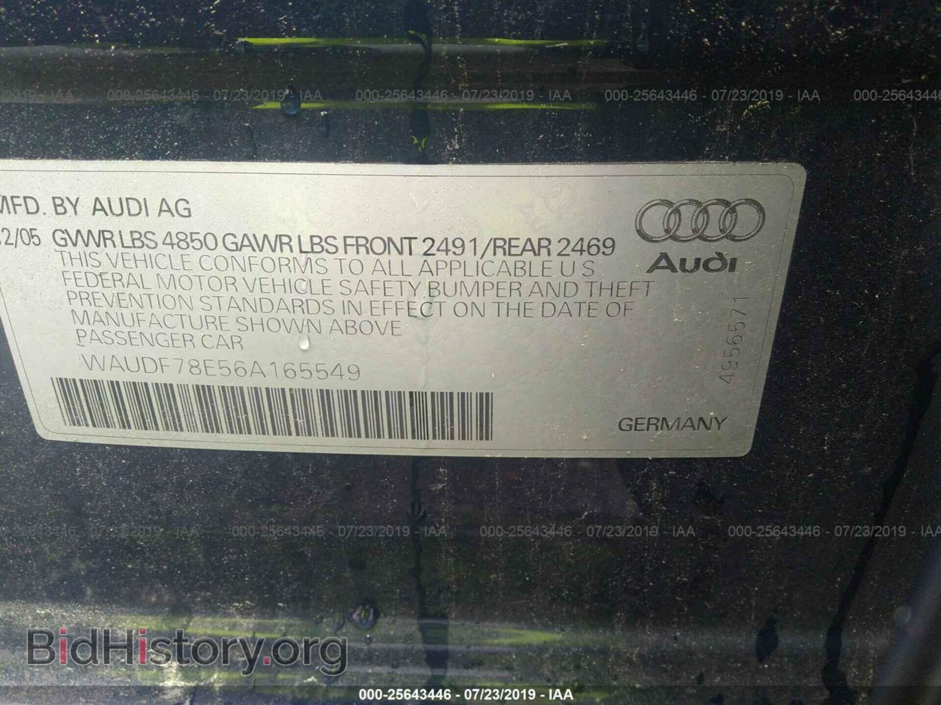 2006 AUDI A4 - VIN: WAUDF78E56A165549 - Фото 9