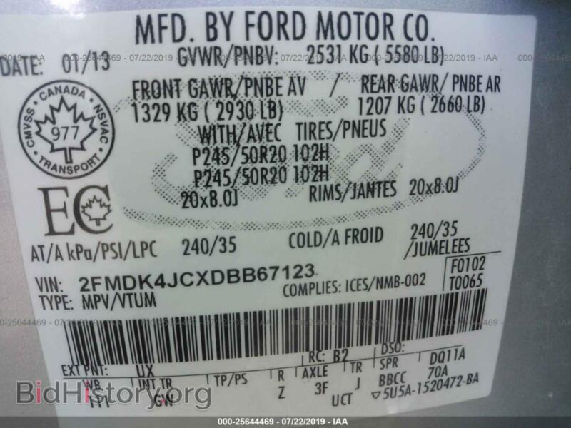 2013 Ford EDGE (VIN 2FMDK4JCXDBB67123) — фото 9 из 10