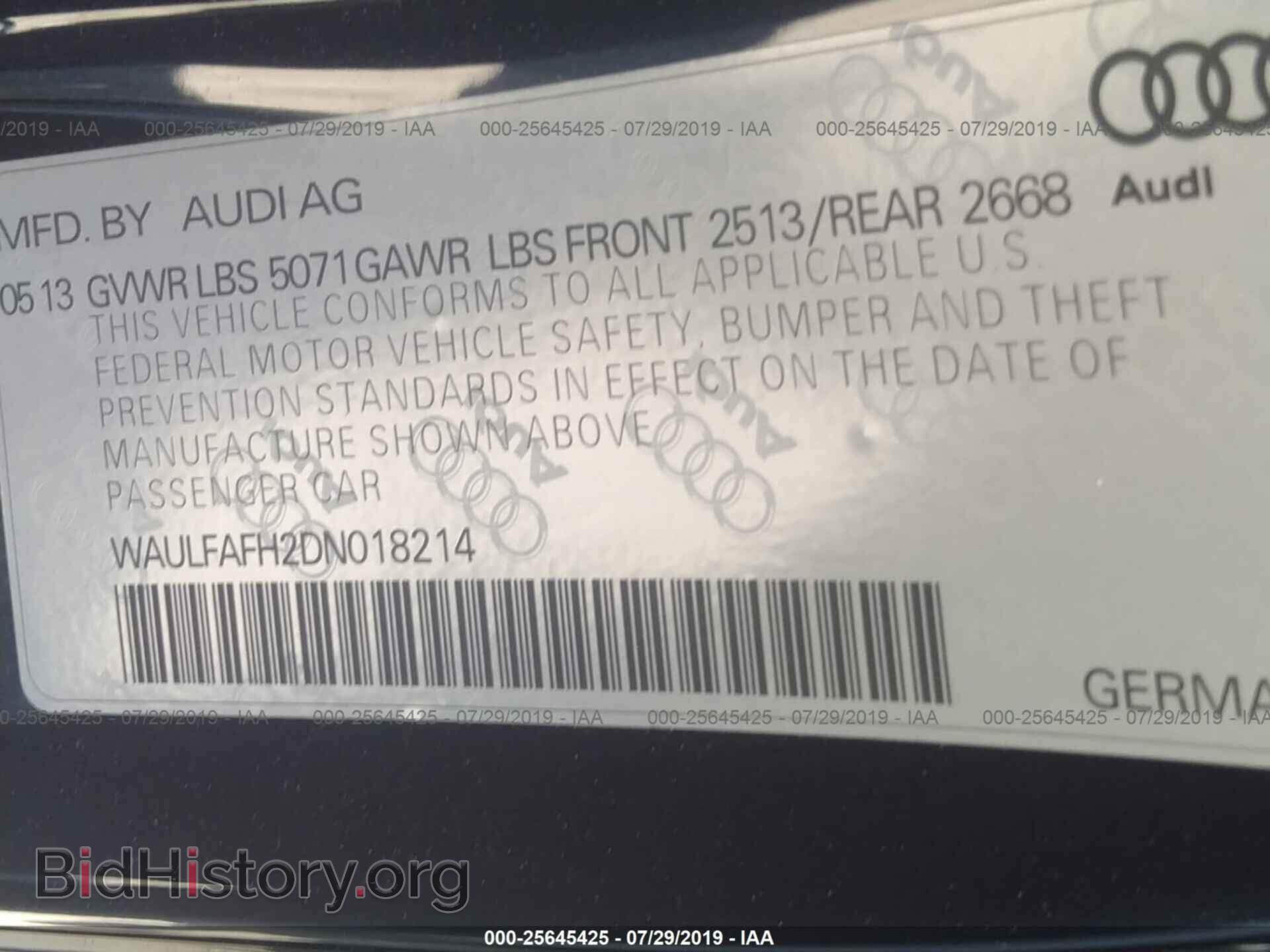 2013 AUDI A5 - VIN: WAULFAFH2DN018214 - Фото 9