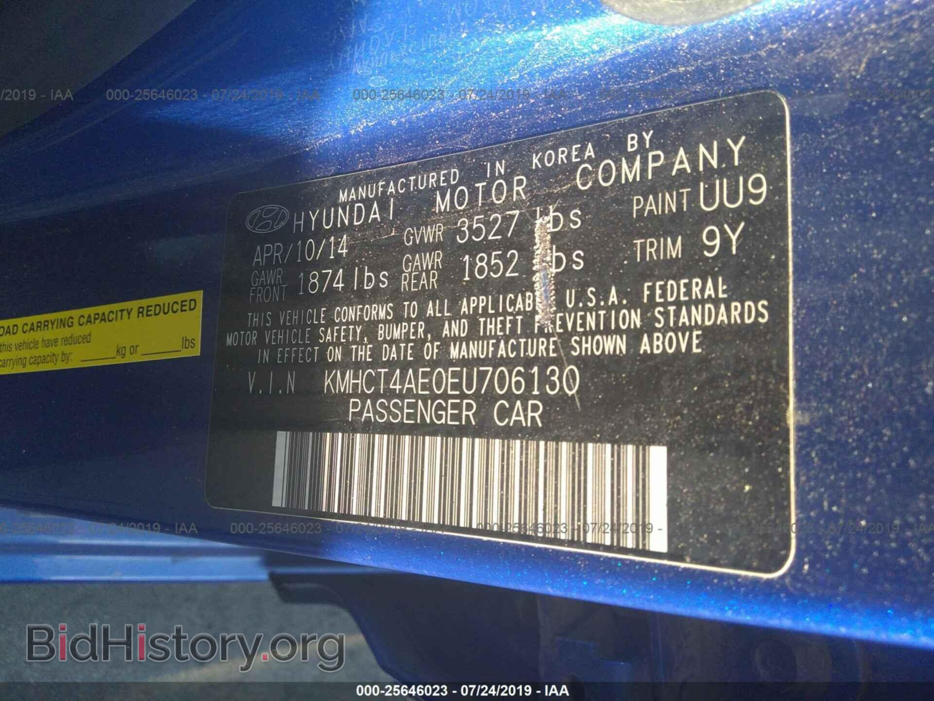 2014 HYUNDAI ACCENT - VIN: KMHCT4AE0EU706130 - Фото 9