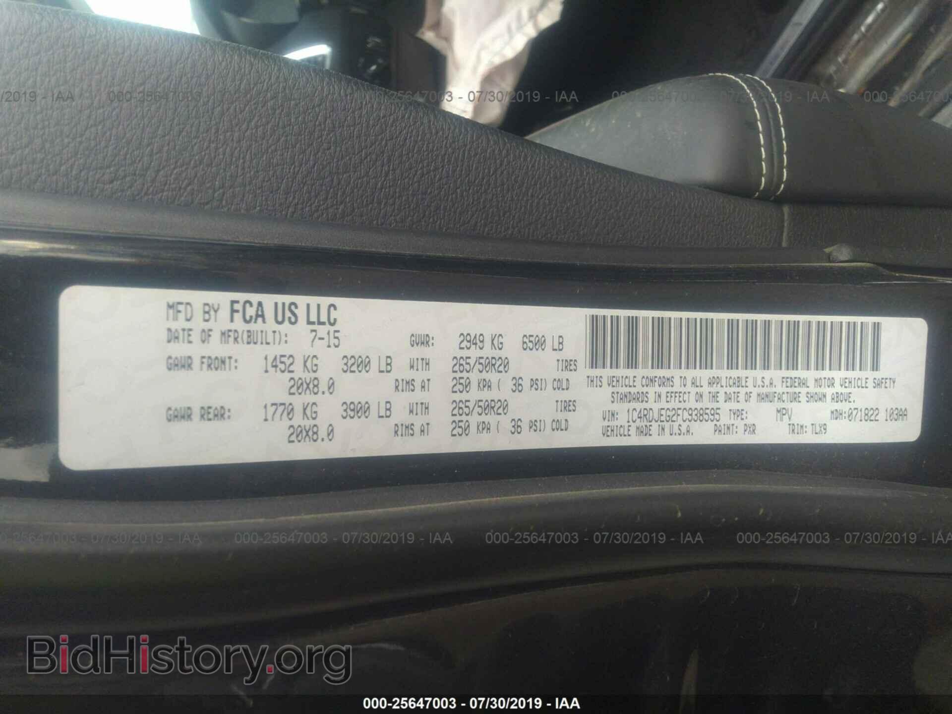 2015 DODGE DURANGO - VIN: 1C4RDJEG2FC938595 - Фото 9
