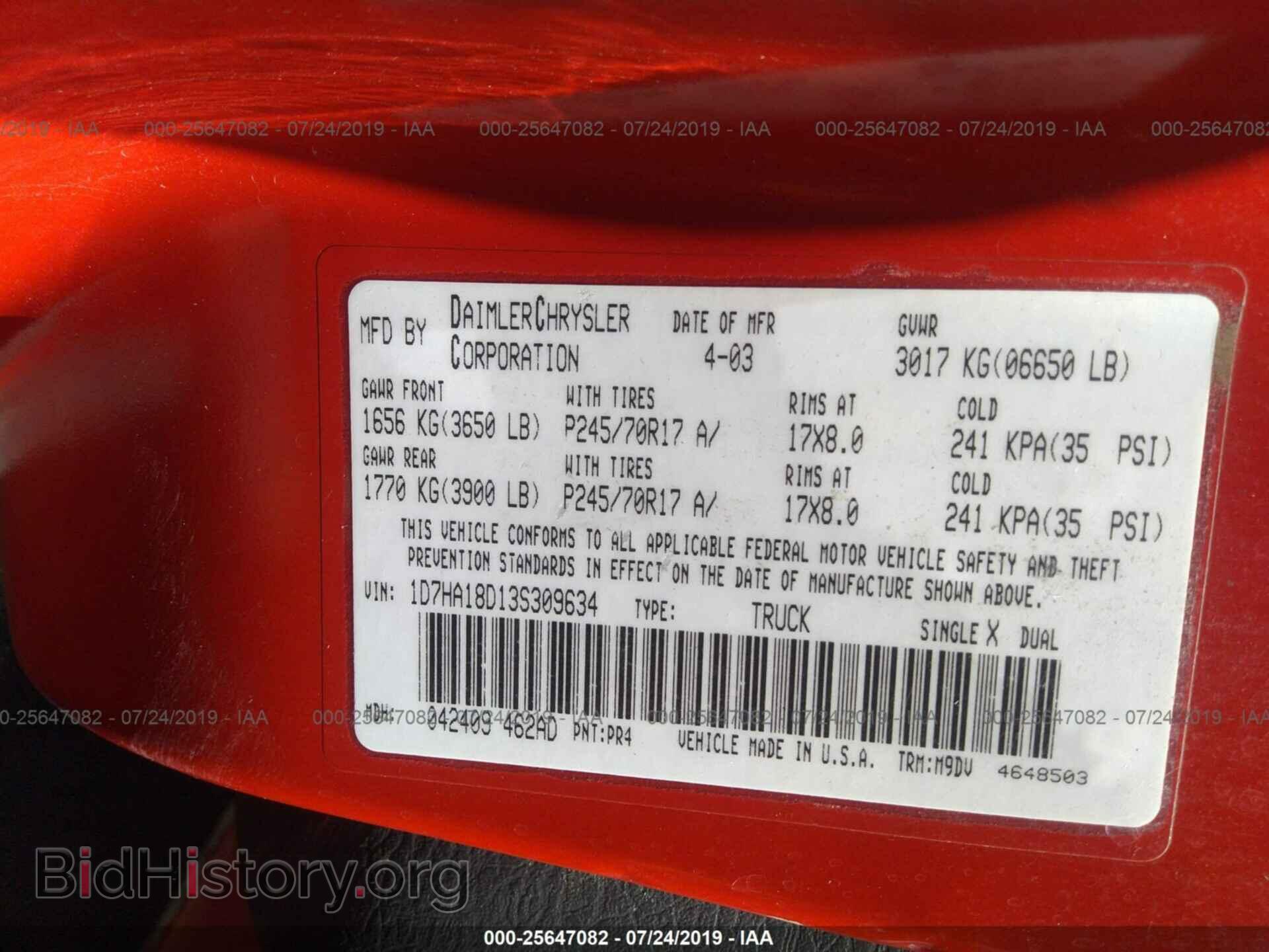 2003 DODGE RAM 1500 - VIN: 1D7HA18D13S309634 - Photo 9