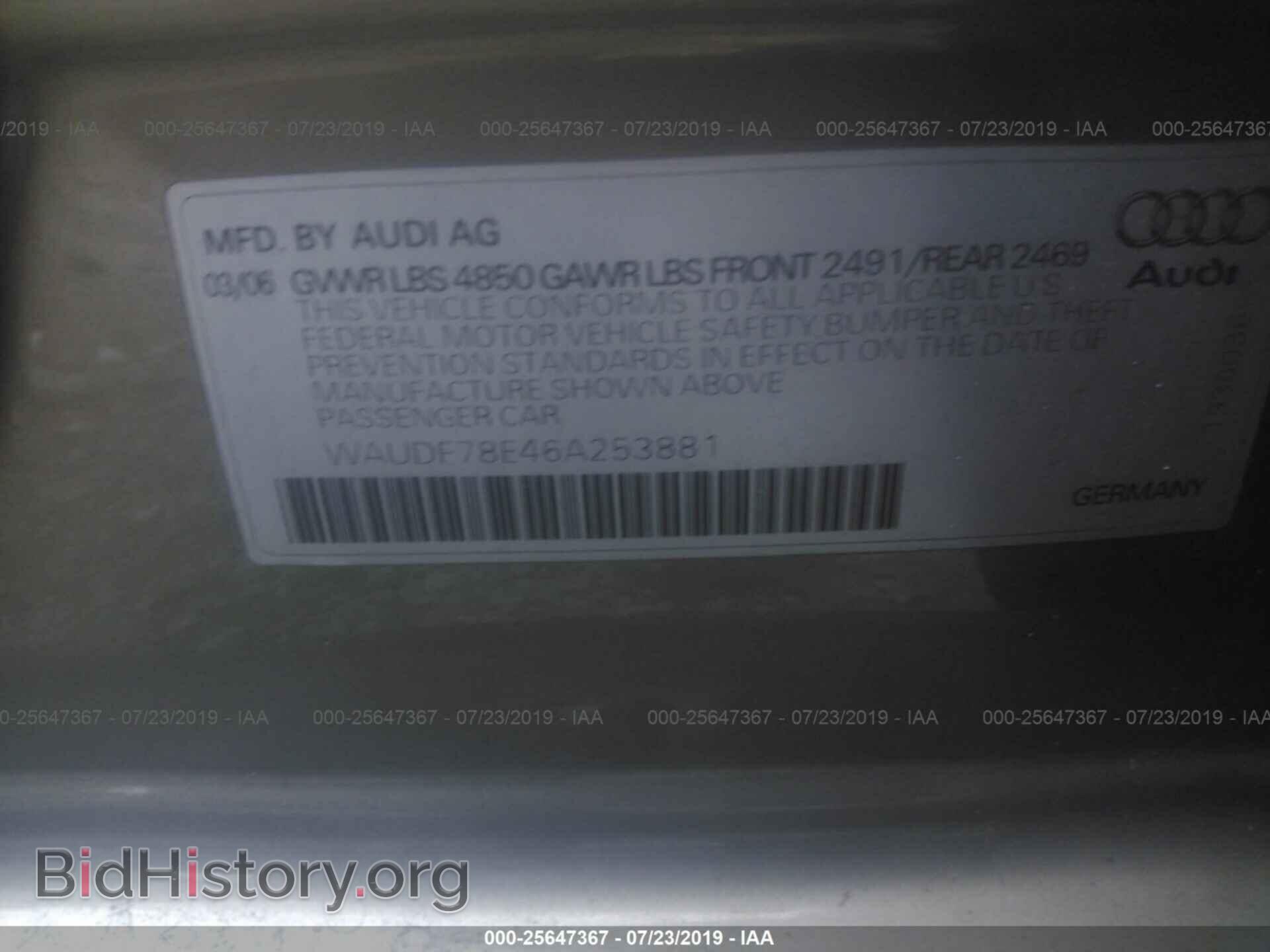 2006 AUDI A4 - VIN: WAUDF78E46A253881 - Фото 9