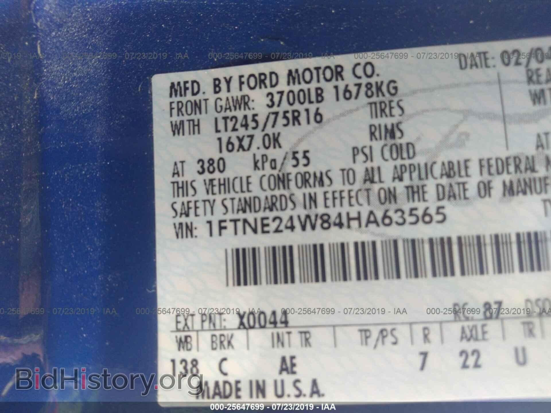 2004 FORD ECONOLINE - VIN: 1FTNE24W84HA63565 - Фото 9