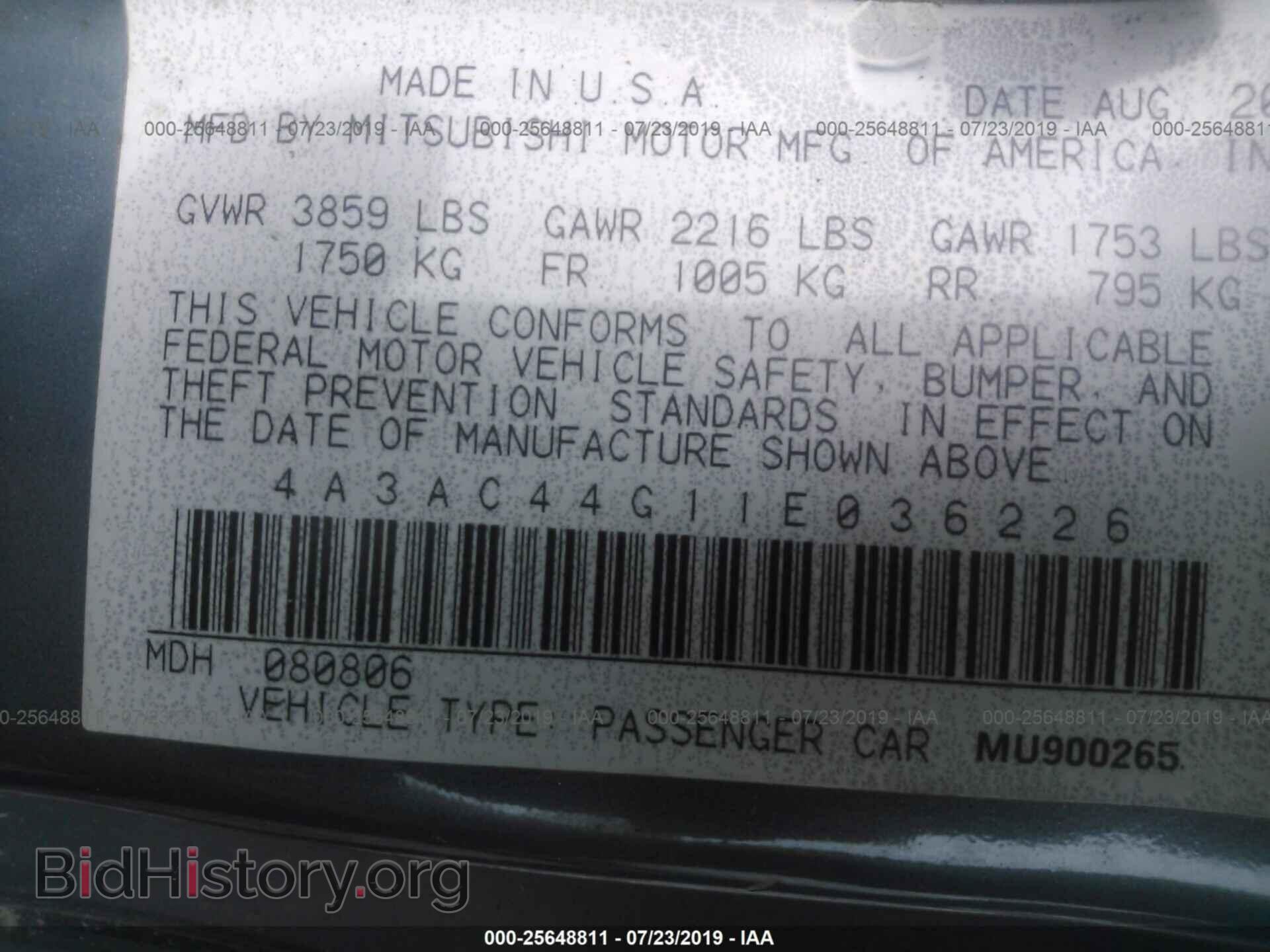 2001 MITSUBISHI ECLIPSE - VIN: 4A3AC44G11E036226 - Photo 9