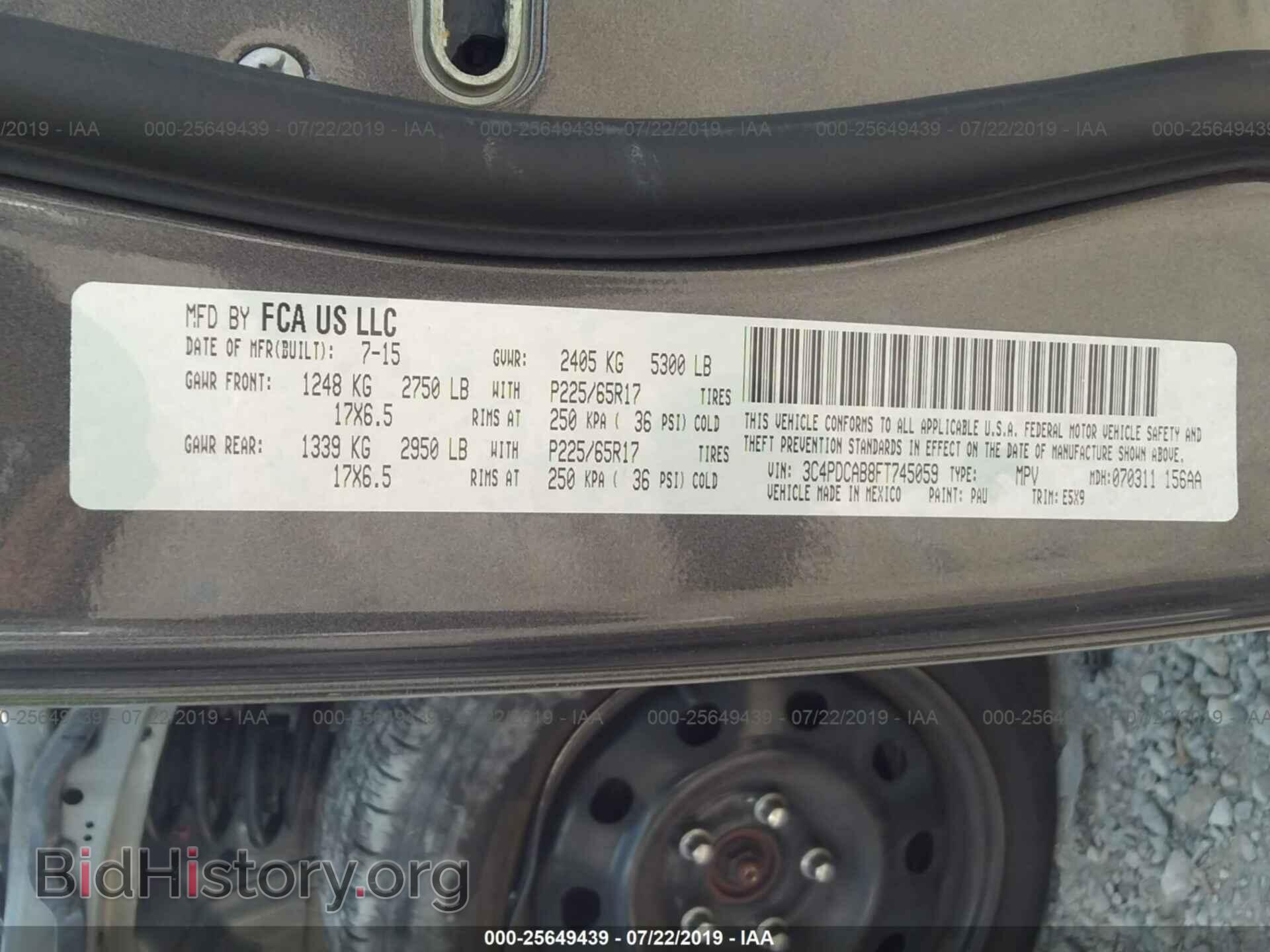 2015 DODGE JOURNEY - VIN: 3C4PDCAB8FT745059 - Фото 9