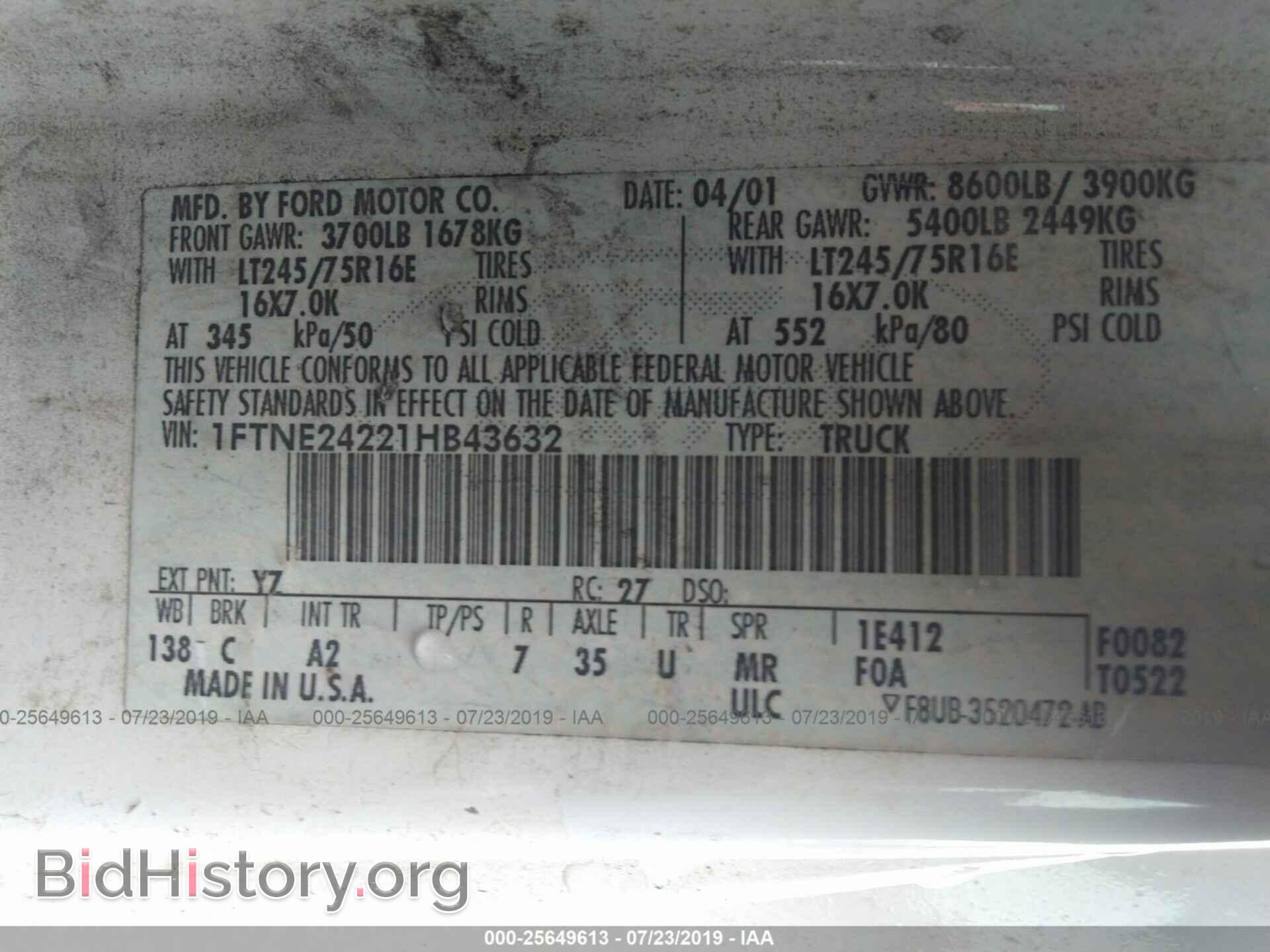 2001 FORD ECONOLINE - VIN: 1FTNE24221HB43632 - Photo 9