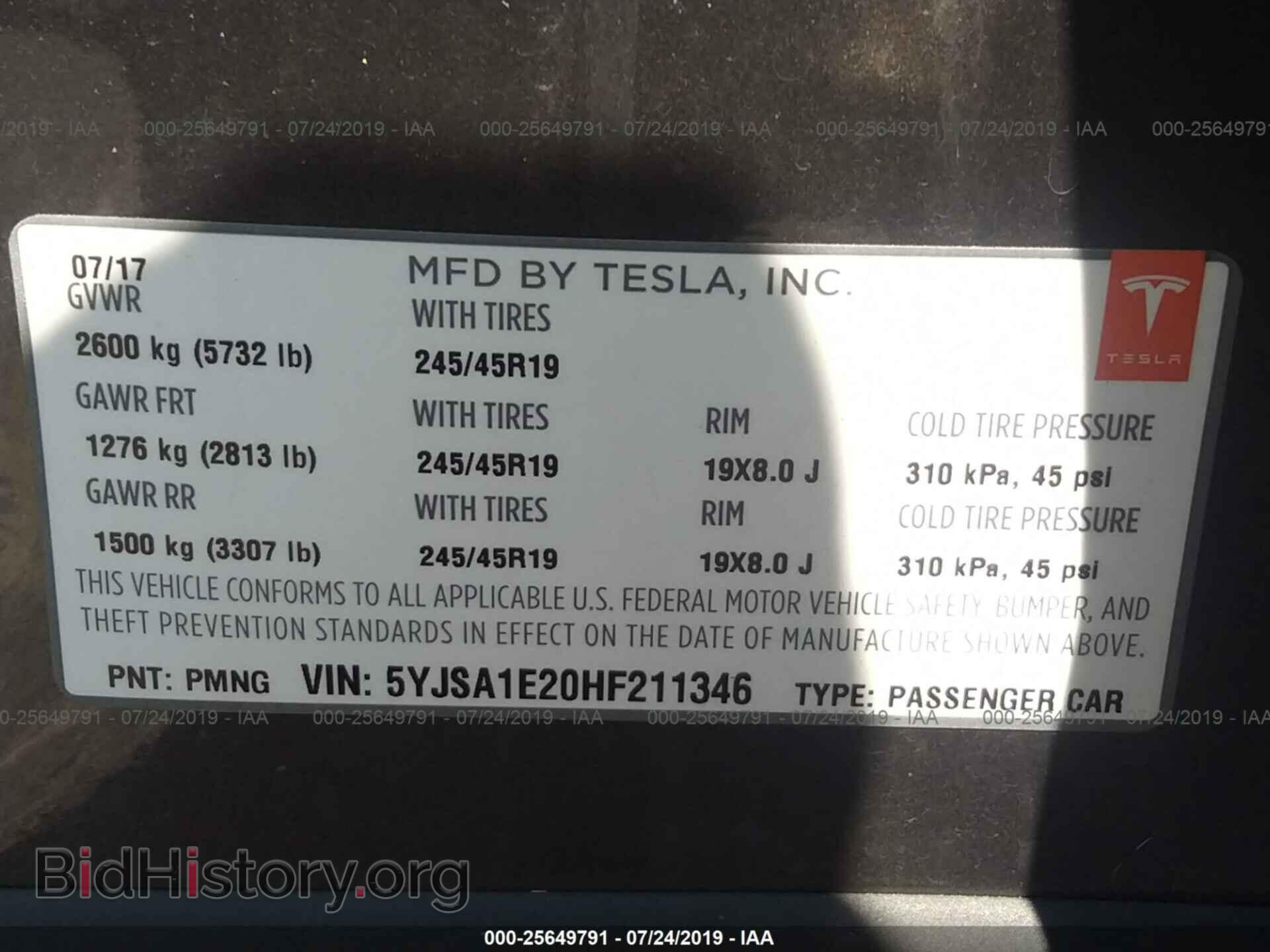 2017 TESLA MODEL S - VIN: 5YJSA1E20HF211346 - Photo 9