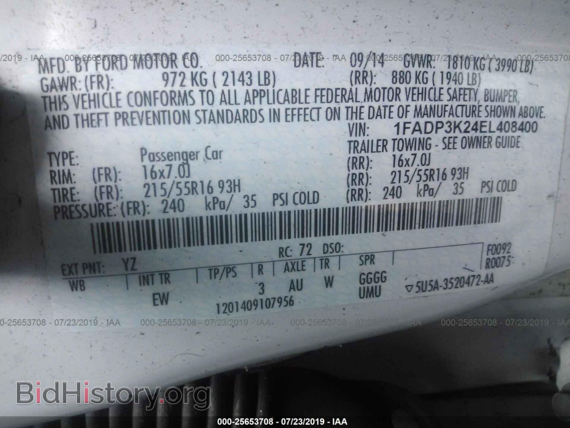 2014 FORD FOCUS - VIN: 1FADP3K24EL408400 - Фото 9