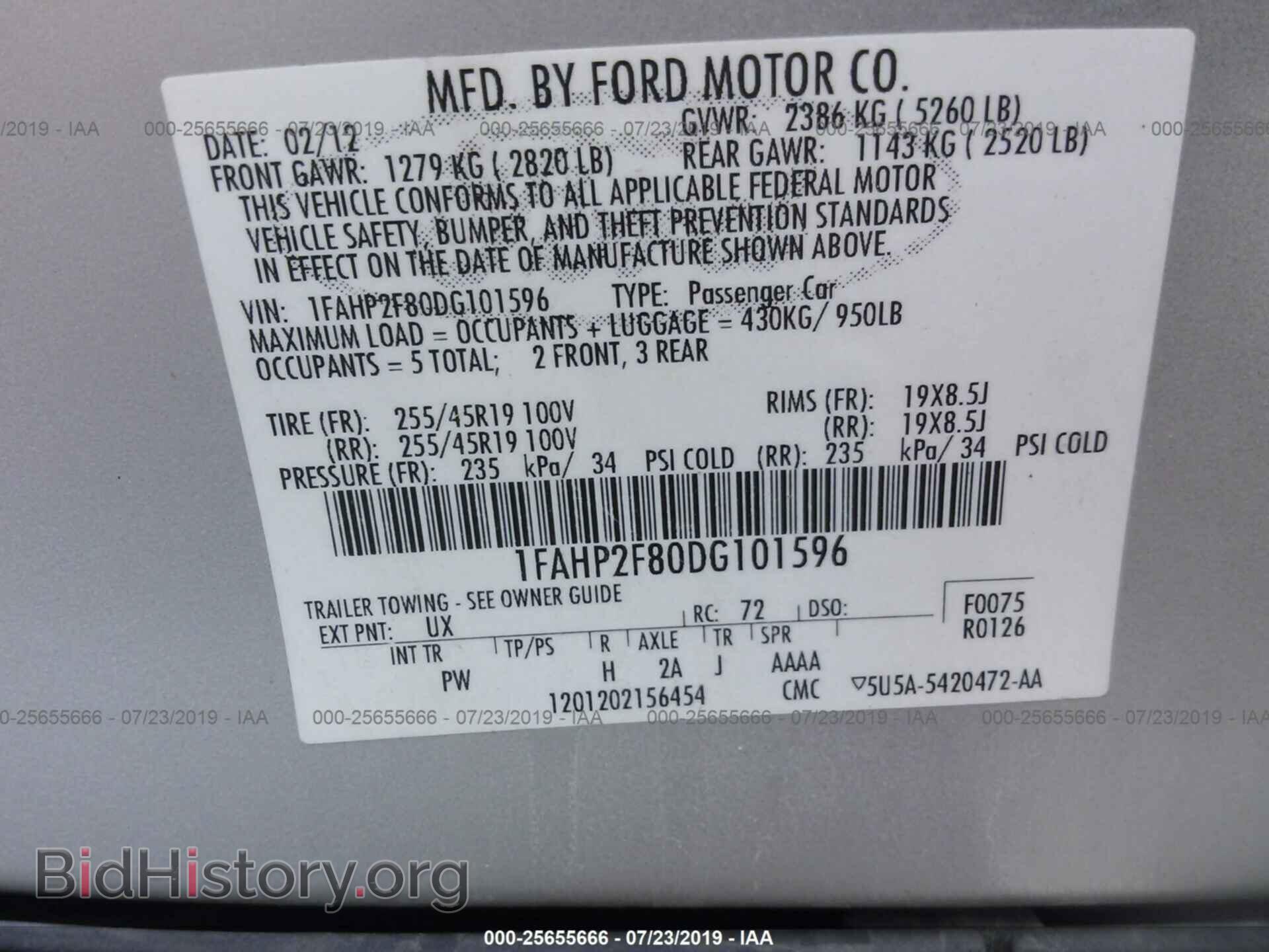 2013 FORD TAURUS - VIN: 1FAHP2F80DG101596 - Фото 9