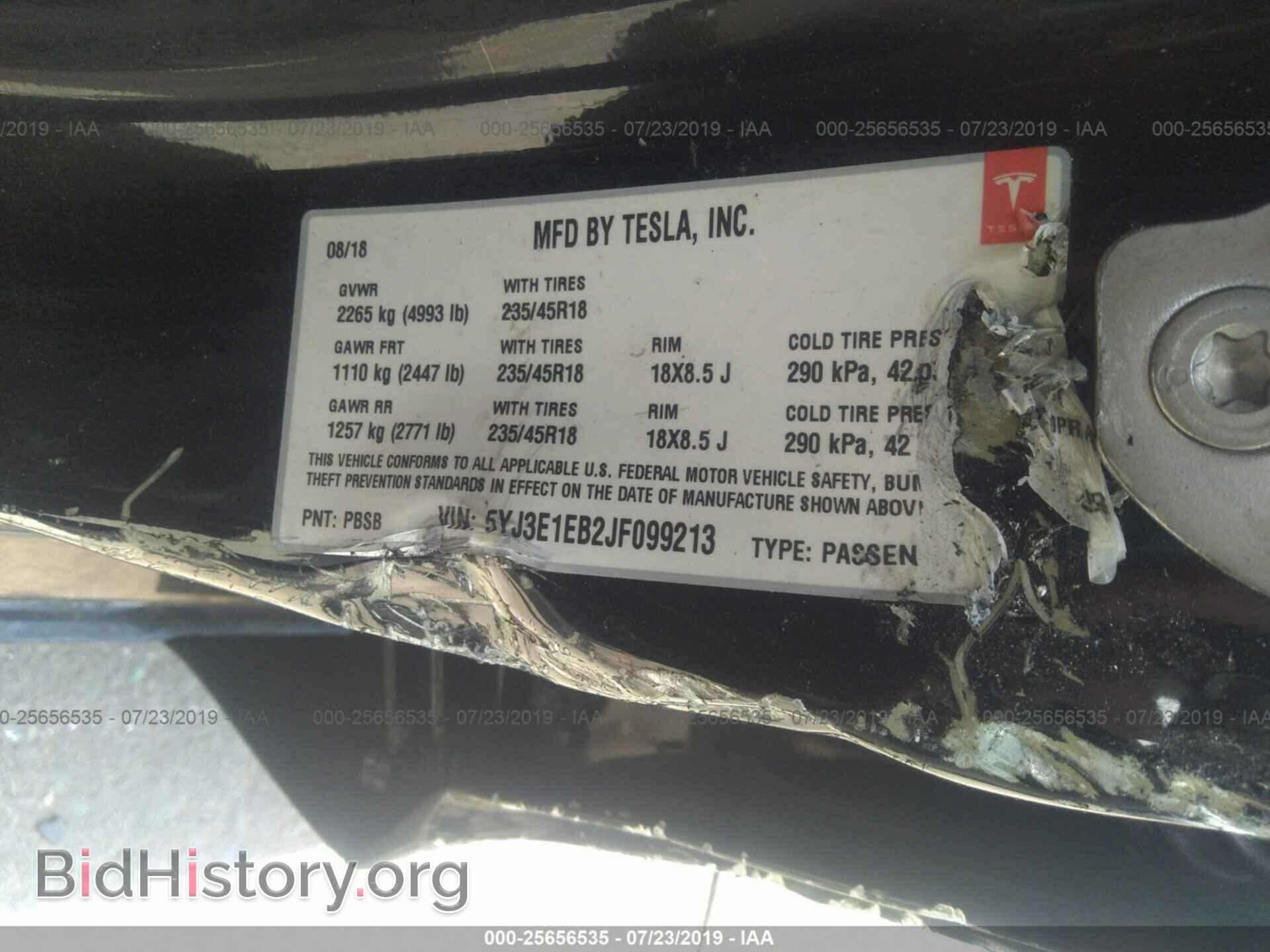 2018 TESLA MODEL 3 - VIN: 5YJ3E1EB2JF099213 - Фото 9