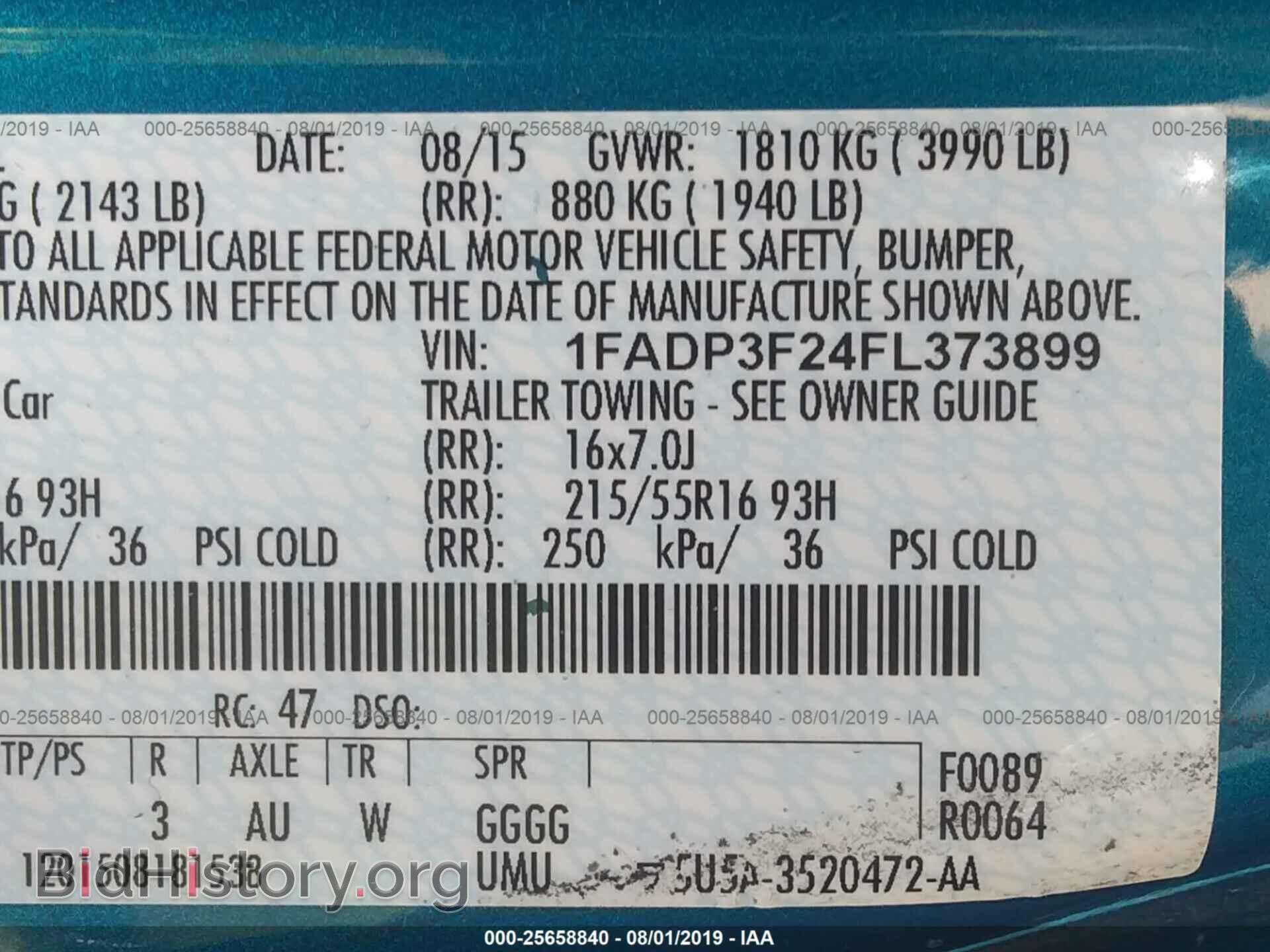 2015 FORD FOCUS - VIN: 1FADP3F24FL373899 - Фото 9