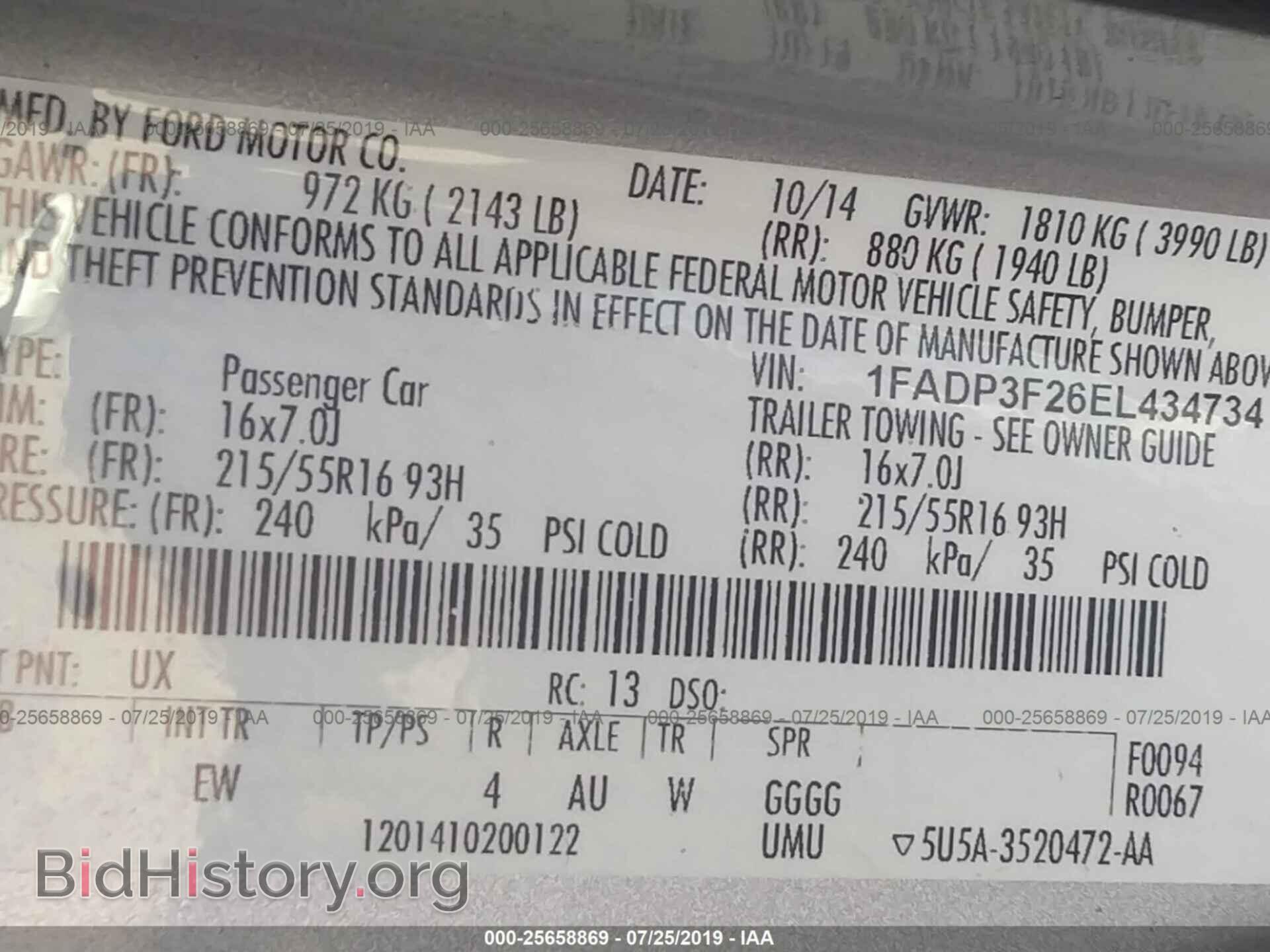 2014 FORD FOCUS - VIN: 1FADP3F26EL434734 - Фото 9