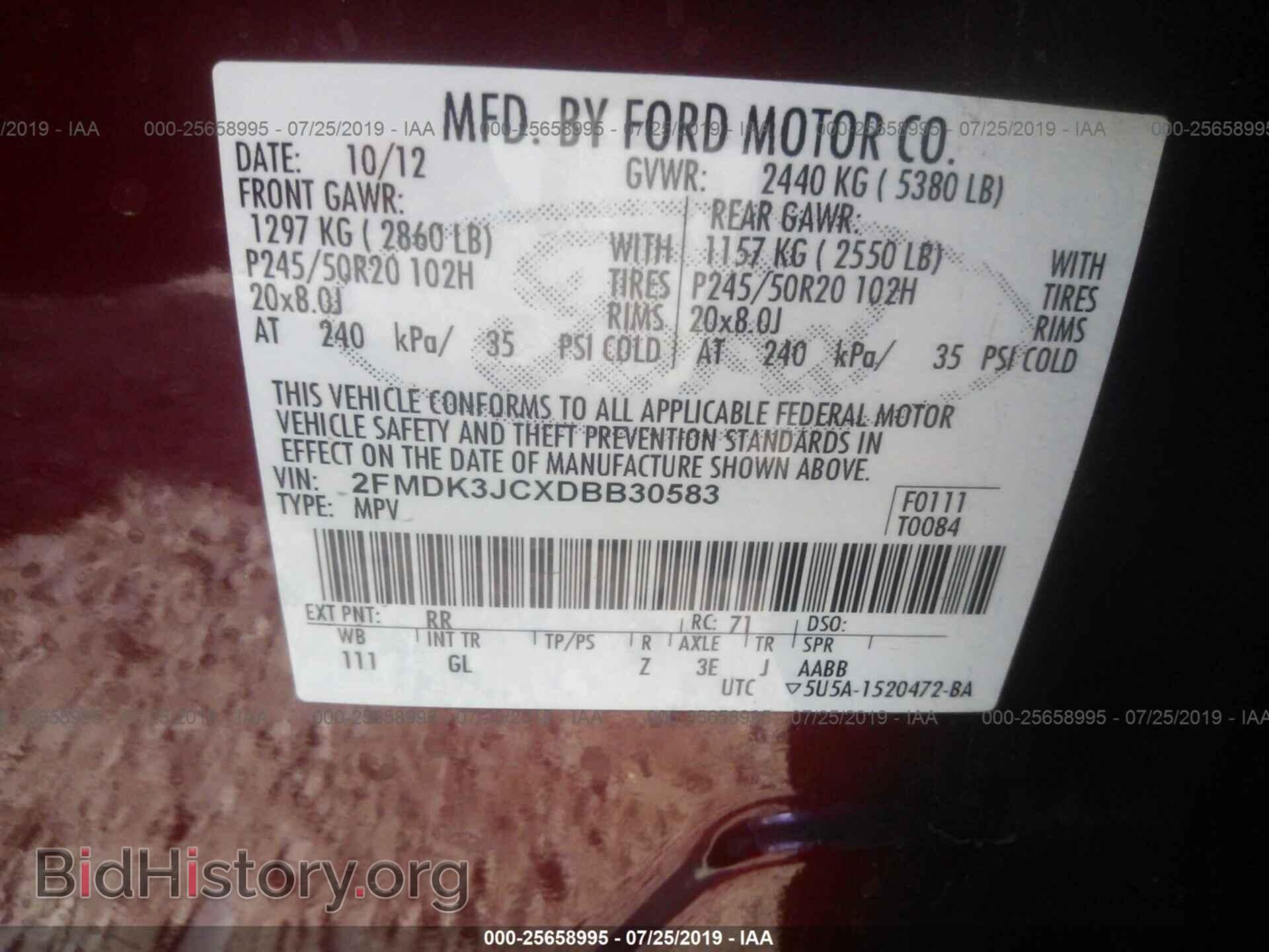 2013 FORD EDGE - VIN: 2FMDK3JCXDBB30583 - Photo 9