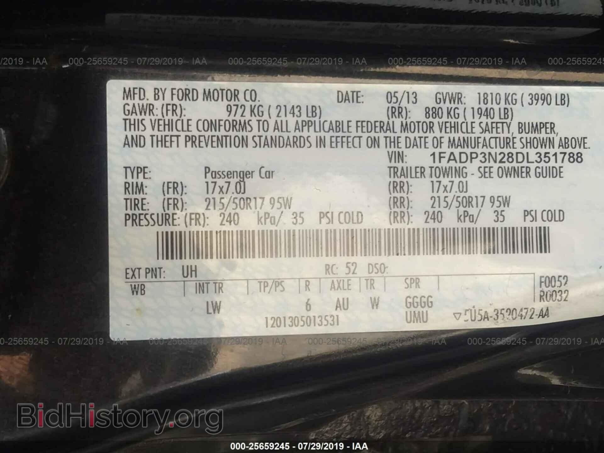 2013 FORD FOCUS - VIN: 1FADP3N28DL351788 - Фото 9