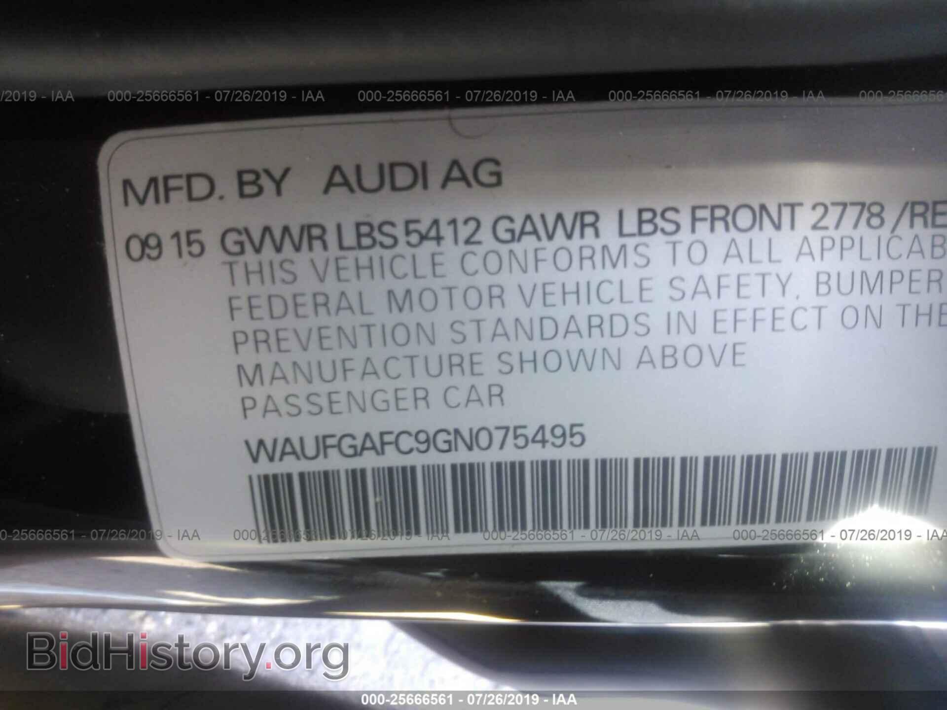 2016 AUDI A6 - VIN: WAUFGAFC9GN075495 - Фото 9