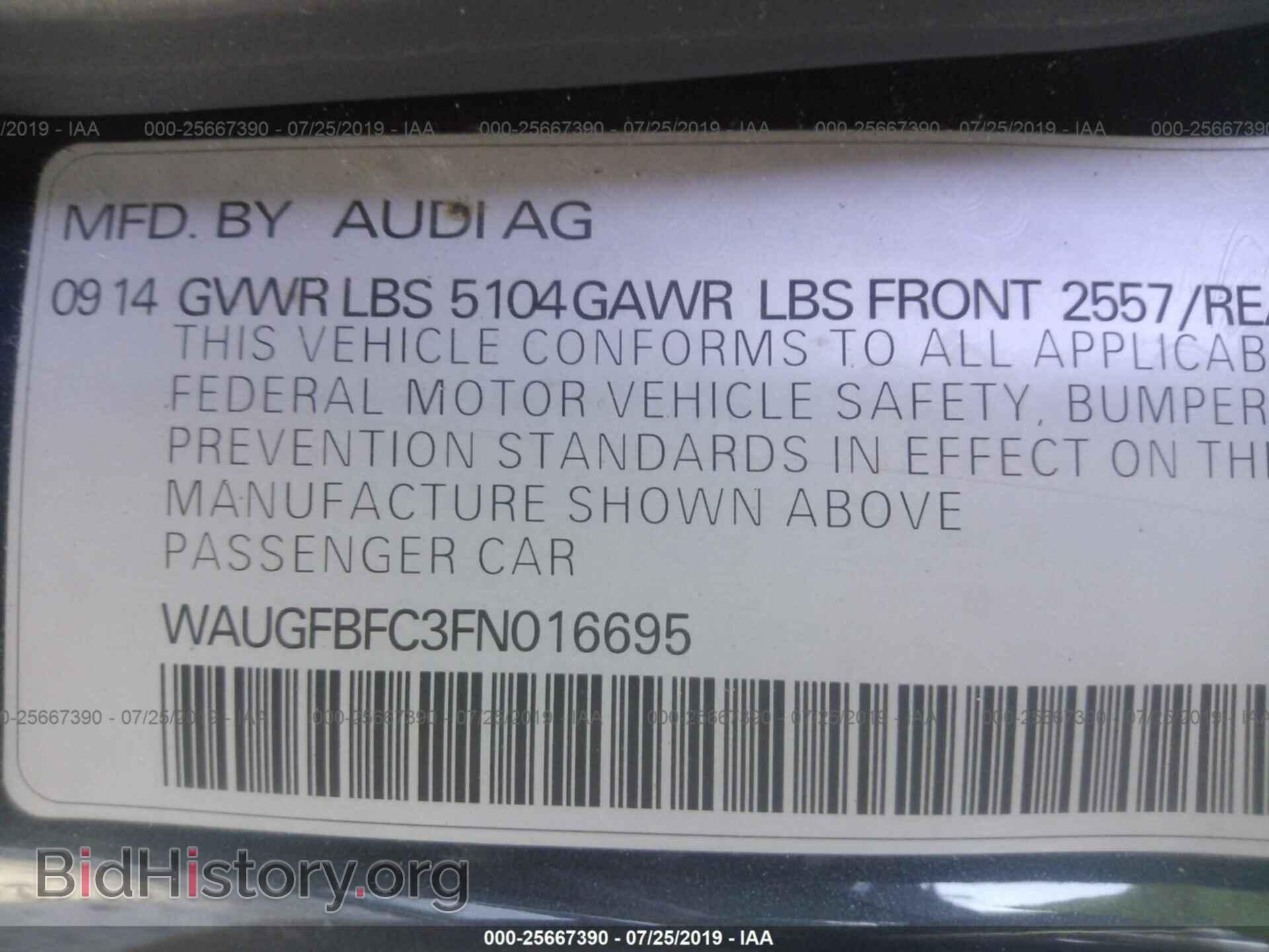 2015 AUDI A6 - VIN: WAUGFBFC3FN016695 - Photo 9