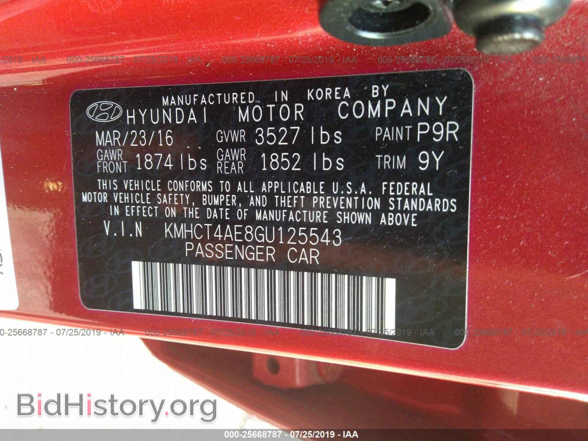 2016 HYUNDAI ACCENT - VIN: KMHCT4AE8GU125543 - Фото 9
