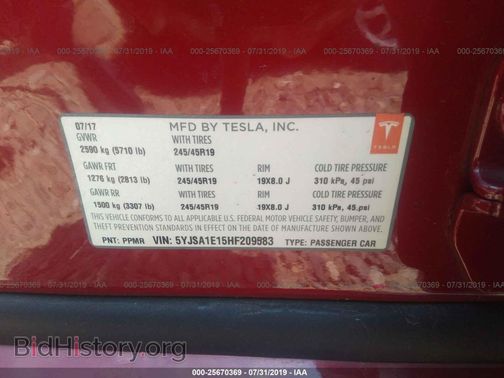 2017 TESLA MODEL S - VIN: 5YJSA1E15HF209583 - Photo 9